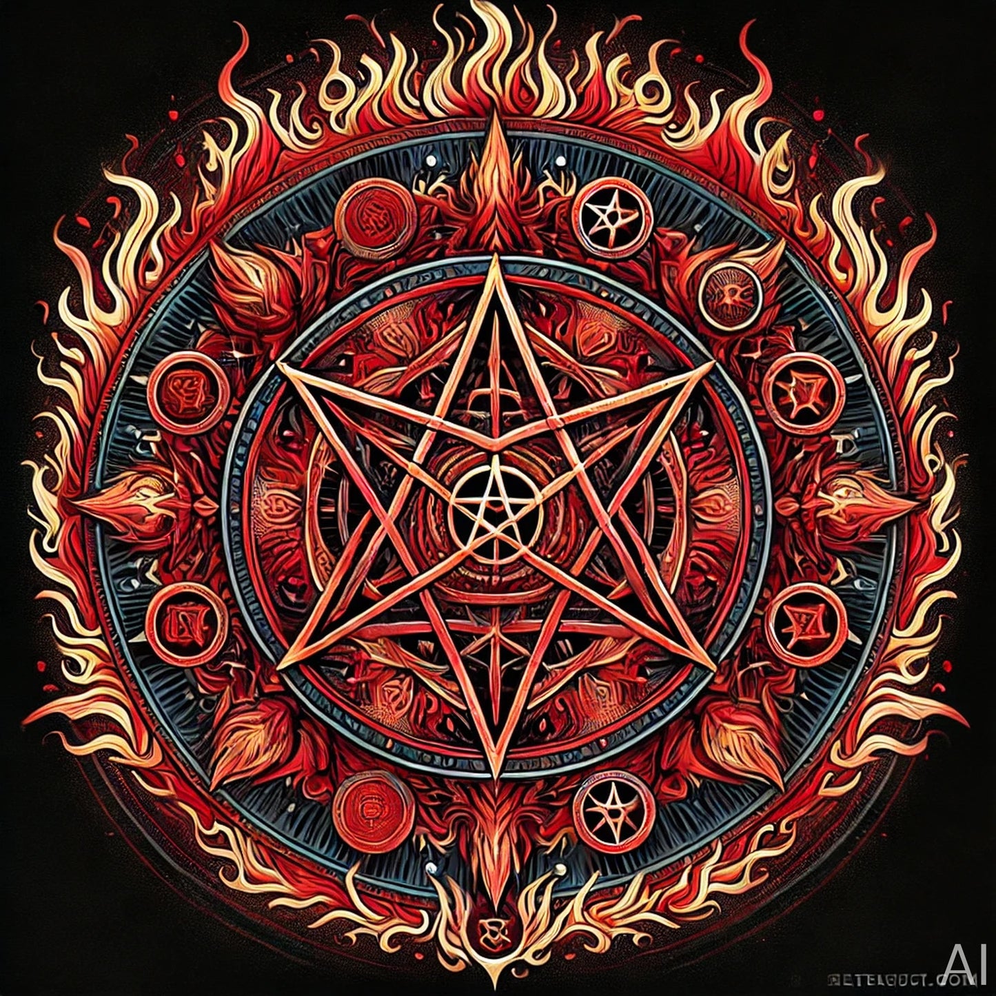 Infernal Pentagrams – USB + Digital Download (5 Fiery Sacred Symbol Art Prints)