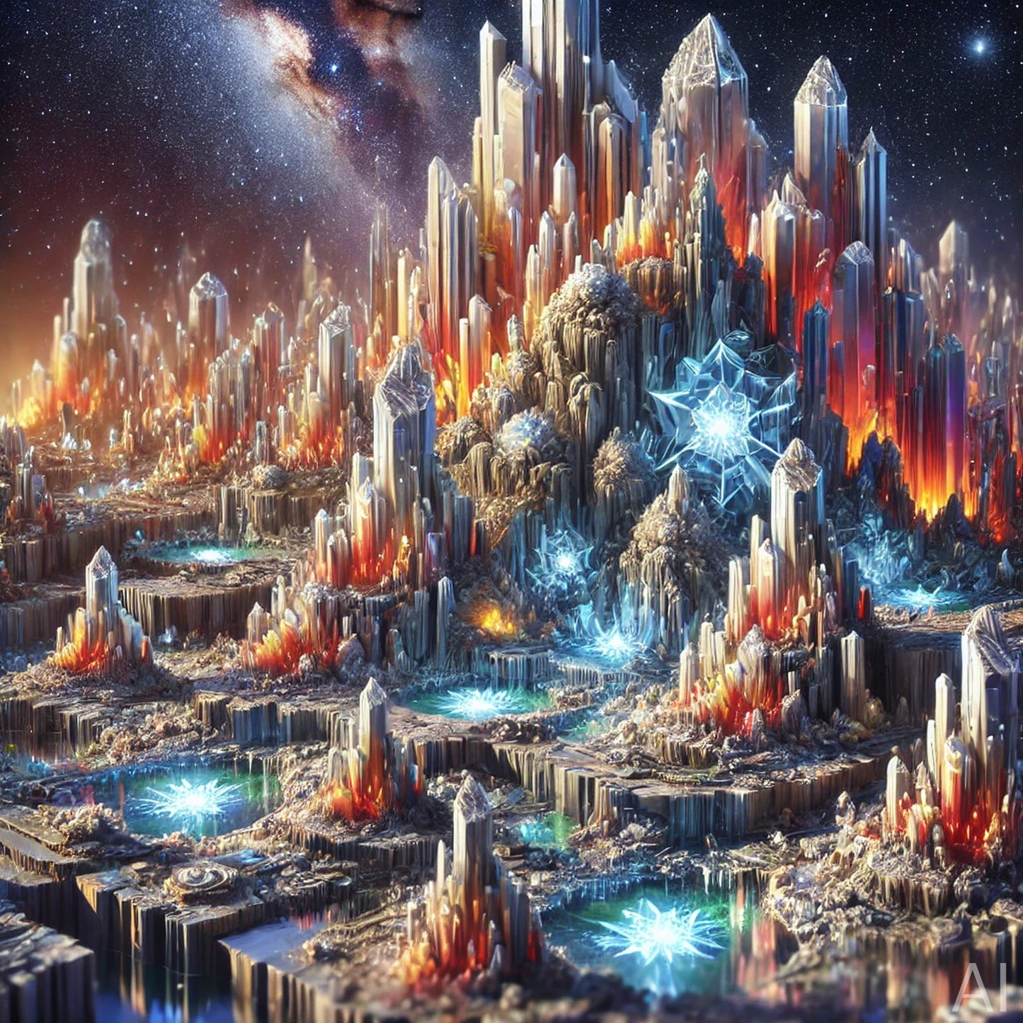 Crystal Landscapes – 5 Alien Geode & Fractal Terrain Digital Art Prints (High-Resolution ZIP Download)