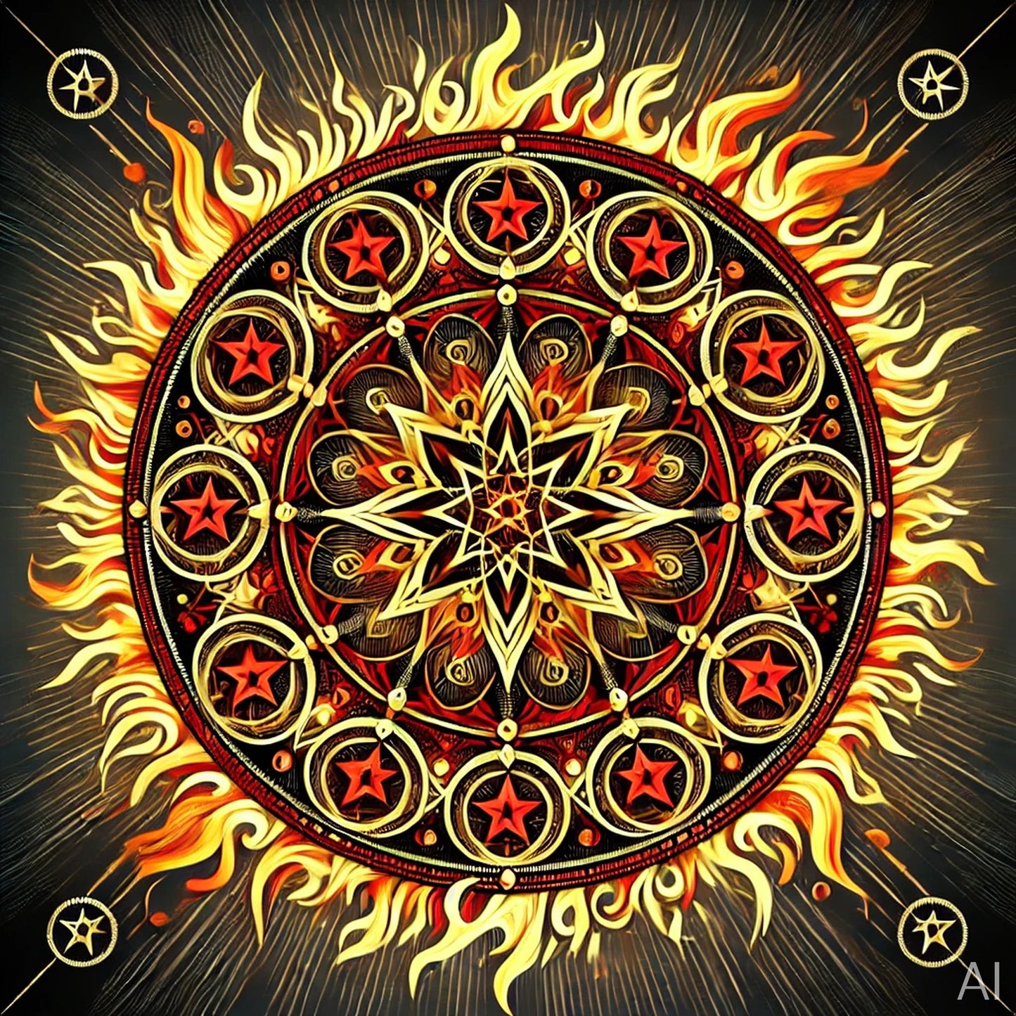 Solar Flame Mandala – USB + Digital Download (5 Sacred Geometry JPG Art Prints)