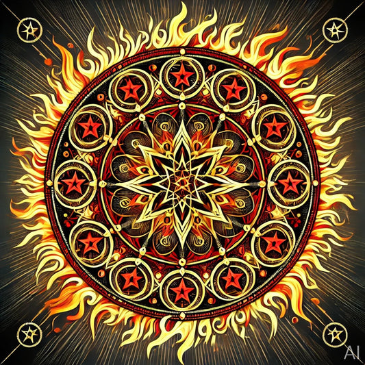 Solar Flame Mandala – USB + Digital Download (5 Sacred Geometry JPG Art Prints)
