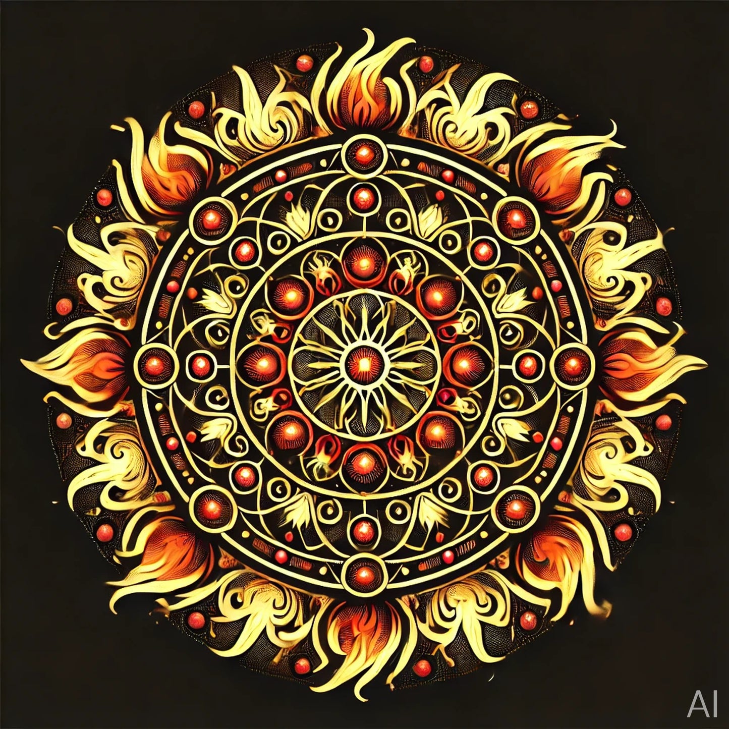 Solar Flame Mandala – USB + Digital Download (5 Sacred Geometry JPG Art Prints)
