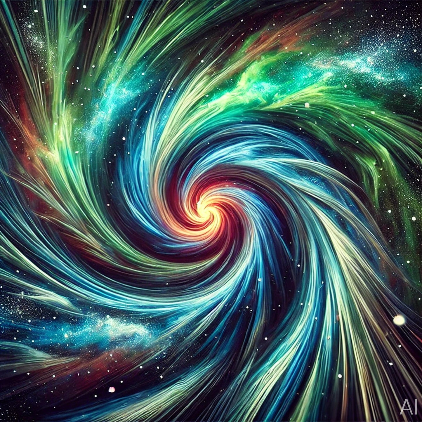 Cosmic Spiral Energy – USB + Digital Download (5 Green Fractal JPG Art Prints)