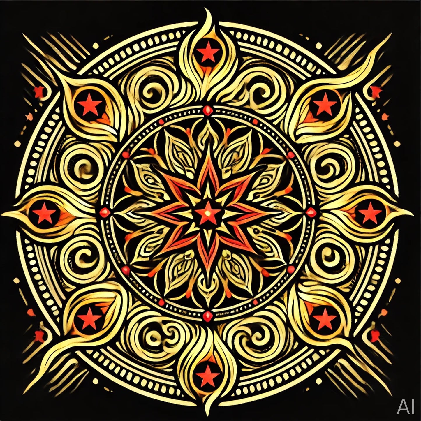 Solar Flame Mandala – USB + Digital Download (5 Sacred Geometry JPG Art Prints)