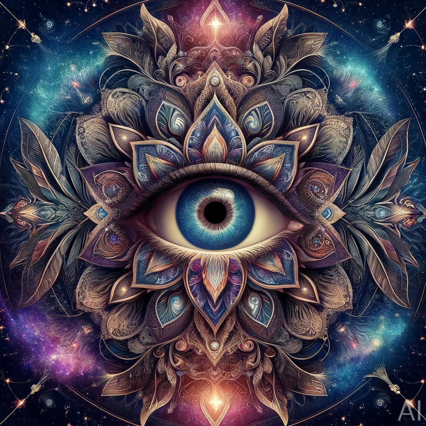 Blue Eye Vision – 5 Mandala & Eye Symbol JPG Artworks (High-Resolution ZIP Download)