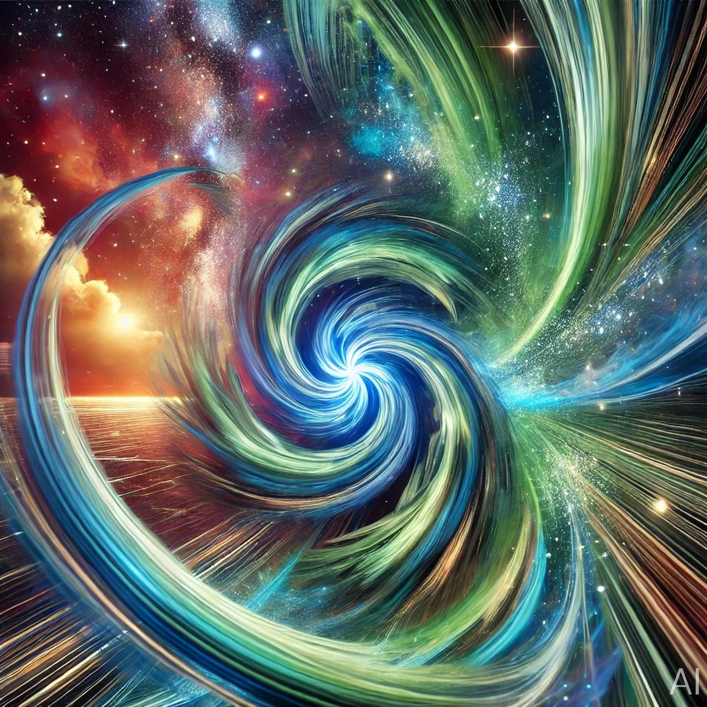 Cosmic Spiral Energy – USB + Digital Download (5 Green Fractal JPG Art Prints)