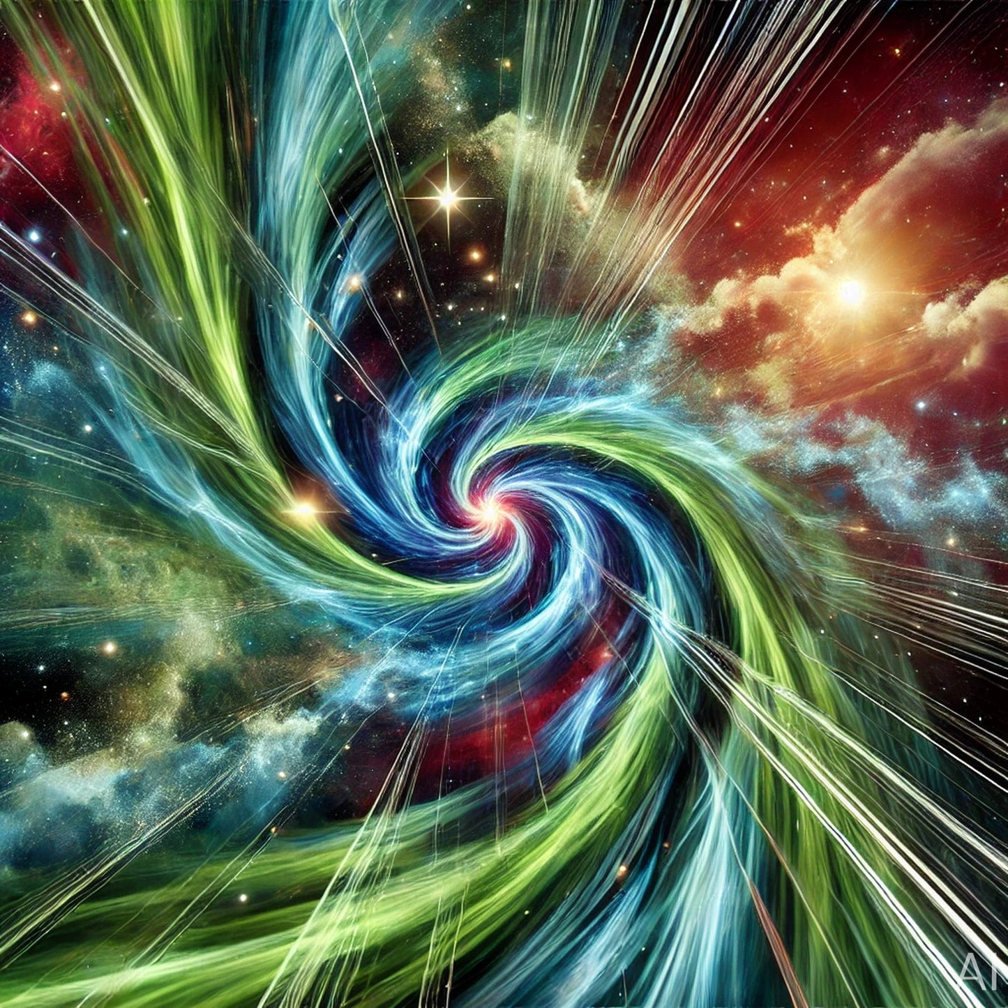 Cosmic Spiral Energy – USB + Digital Download (5 Green Fractal JPG Art Prints)