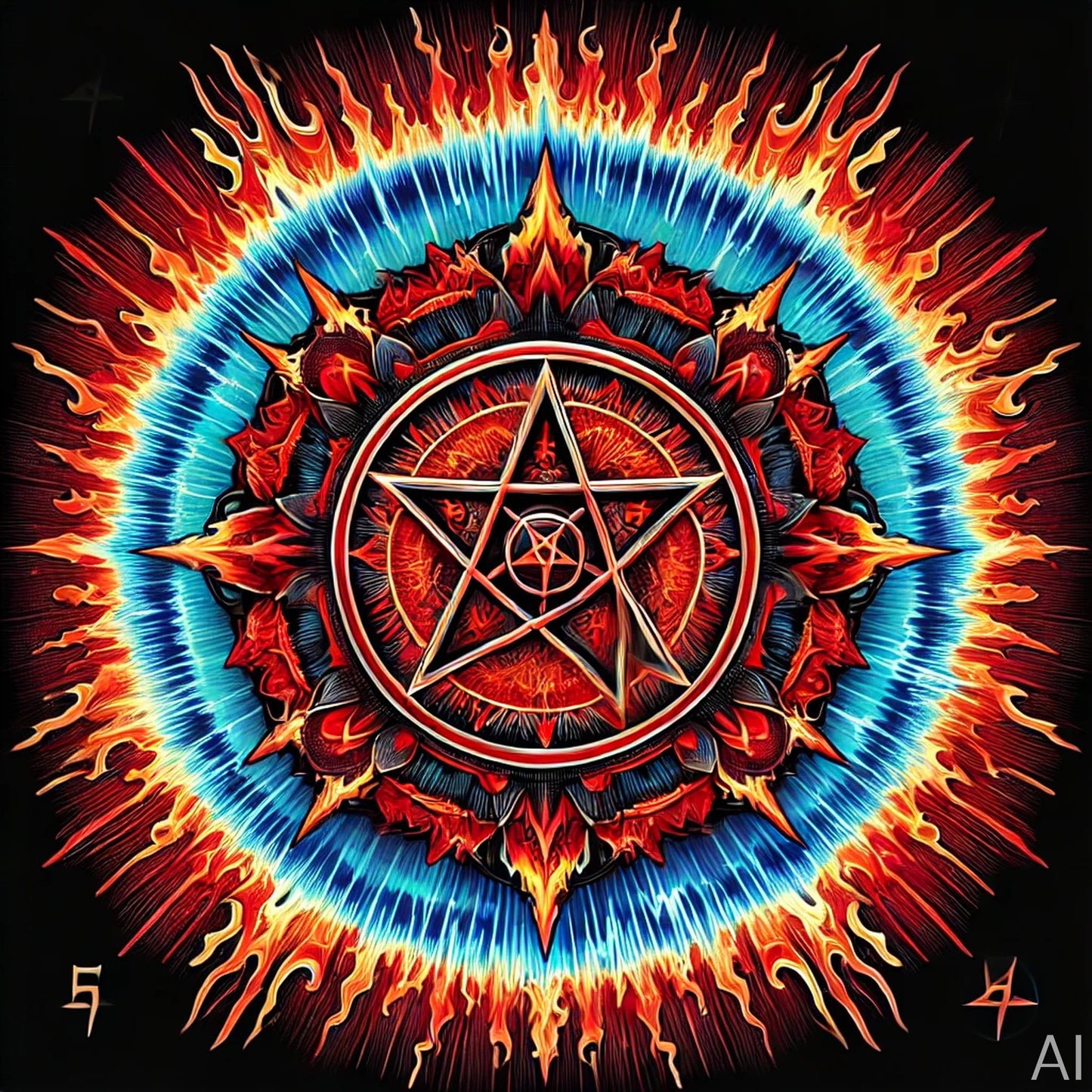 Infernal Pentagrams – USB + Digital Download (5 Fiery Sacred Symbol Art Prints)