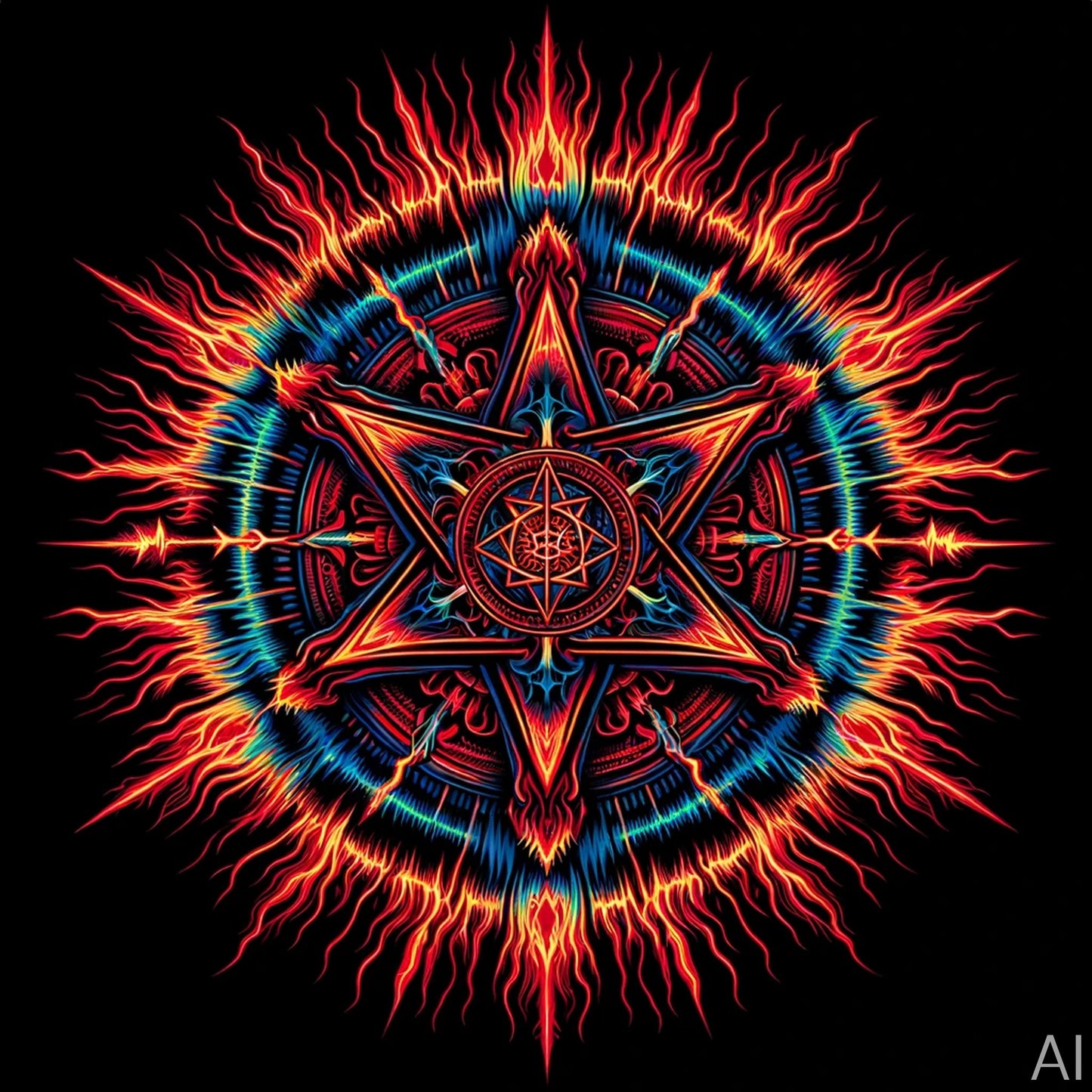 Infernal Pentagrams – USB + Digital Download (5 Fiery Sacred Symbol Art Prints)