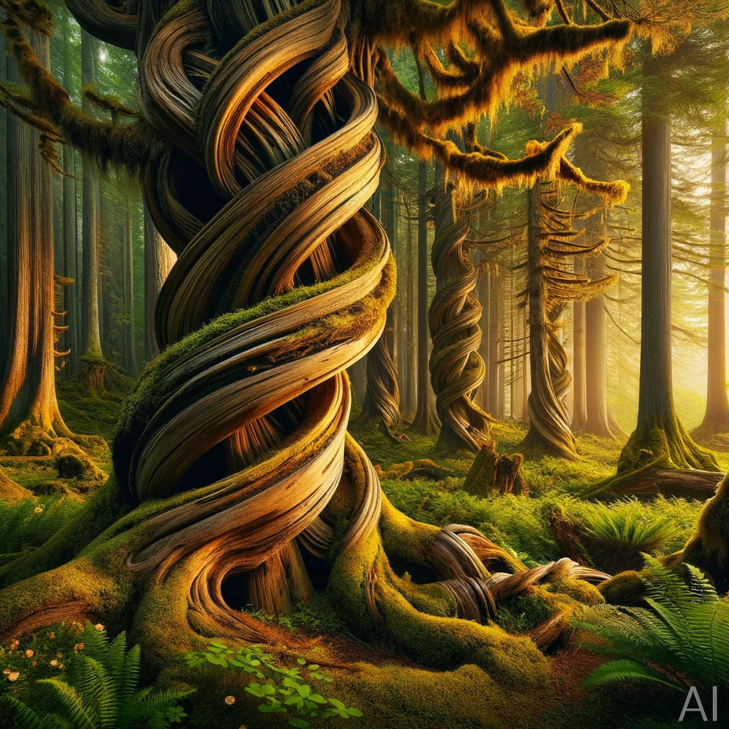 Golden Forest Tree Fractals – USB + Digital Download (5 Abstract Nature-Inspired JPG Art Prints)