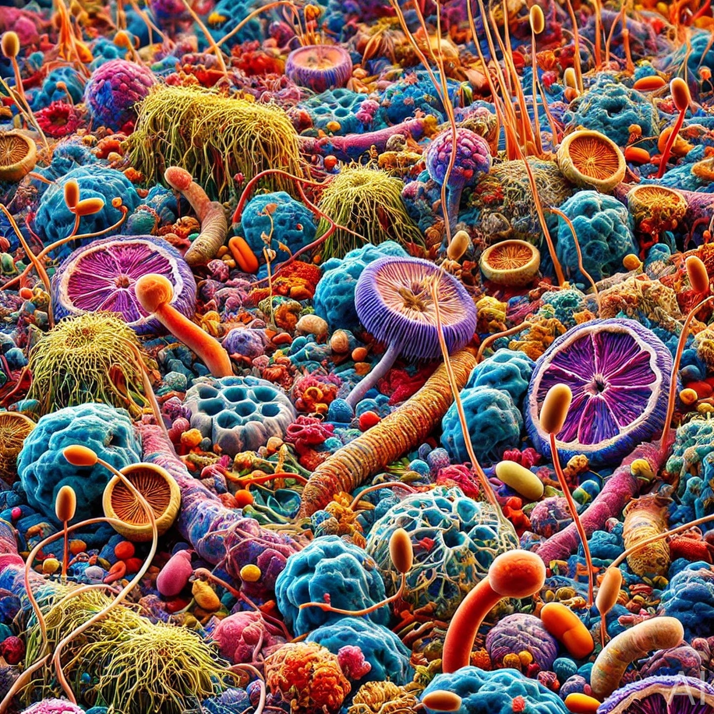 Amazon Microlife – 5 Surreal Microbial Jungle JPG Artworks (ZIP File Download)