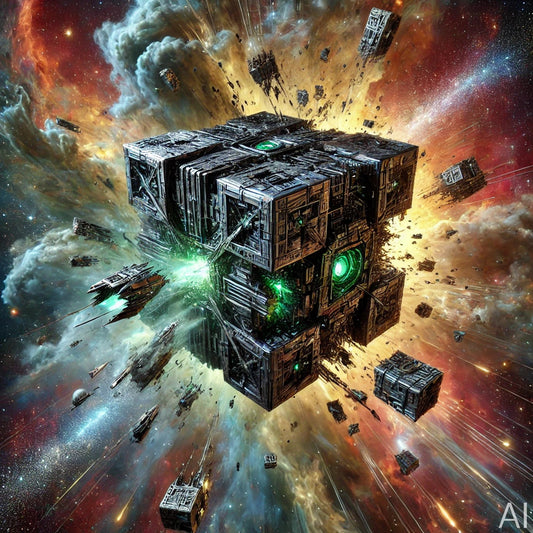 Rubik's Borg Cube – 5 Sci-Fi Fractal Tech Art Prints | Instant Digital Download