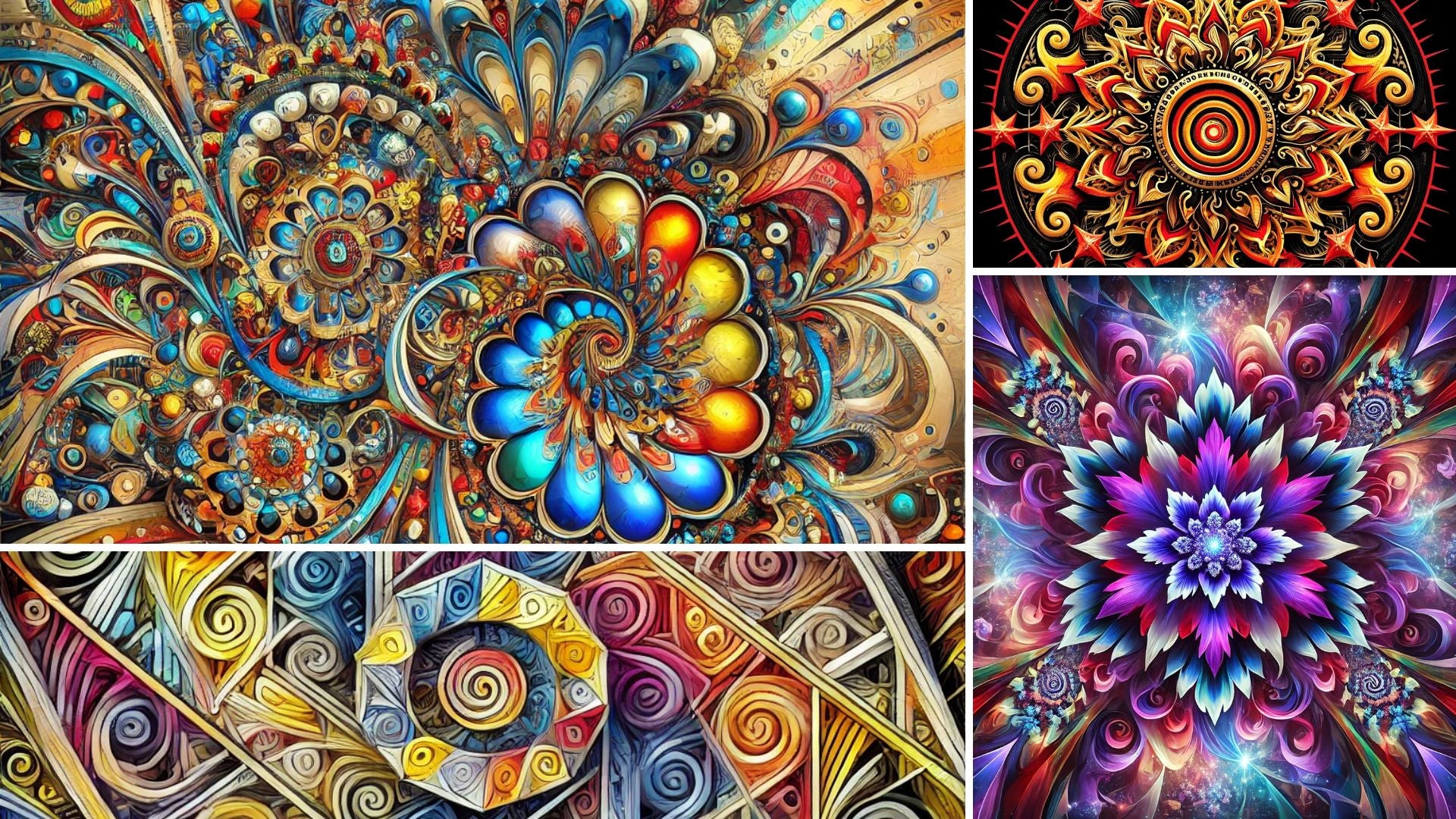Intricate mandala spirals, kaleidoscopic geometry, and AI fractal flower patterns – Vault Edition art