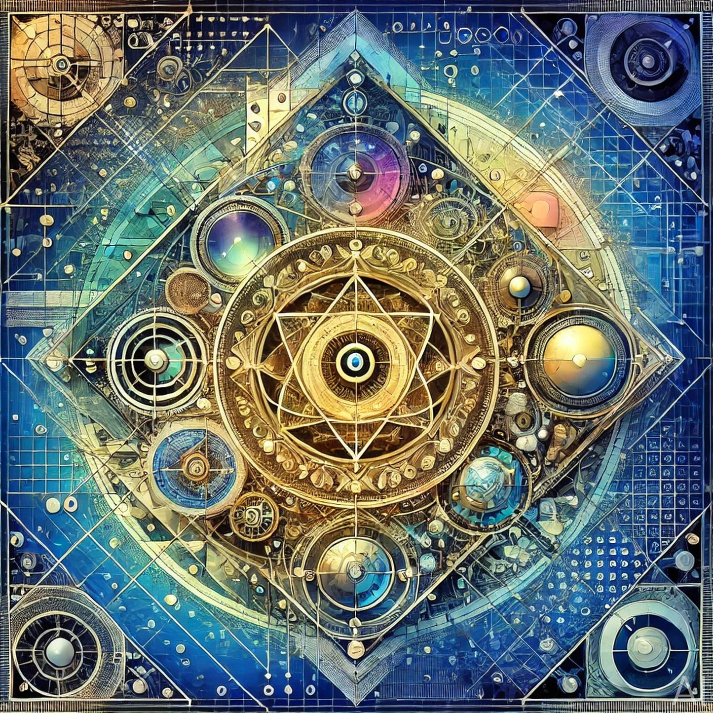 Bluerig – 5 Steampunk Blueprint & Circuitry JPG Artworks (High-Resolution ZIP Download)
