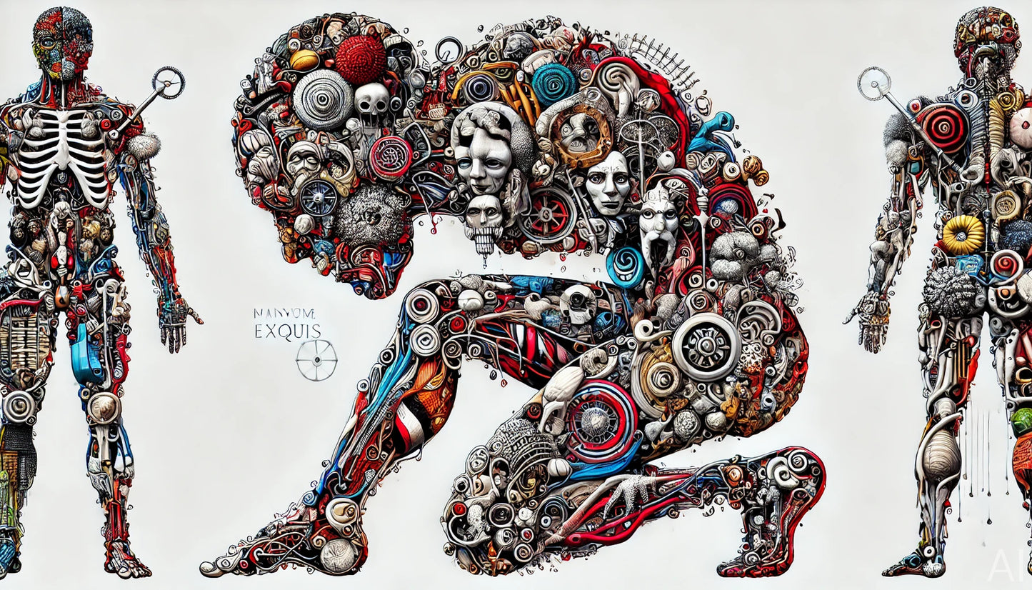 Cadavre Exquis – 5 Surreal Collaborative Figure JPG Artworks (ZIP File Download)