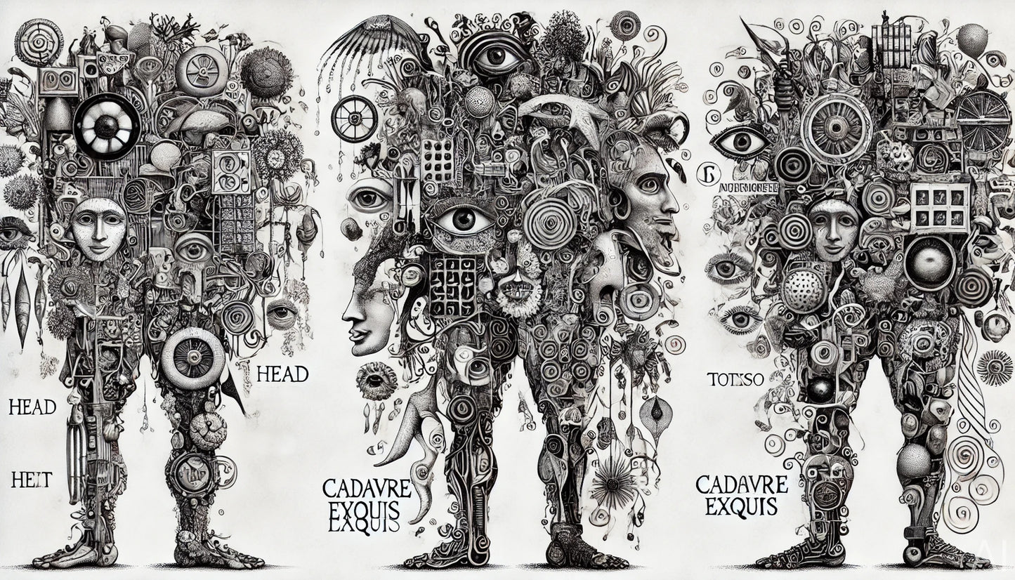 Cadavre Exquis – 5 Surreal Collaborative Figure JPG Artworks (ZIP File Download)