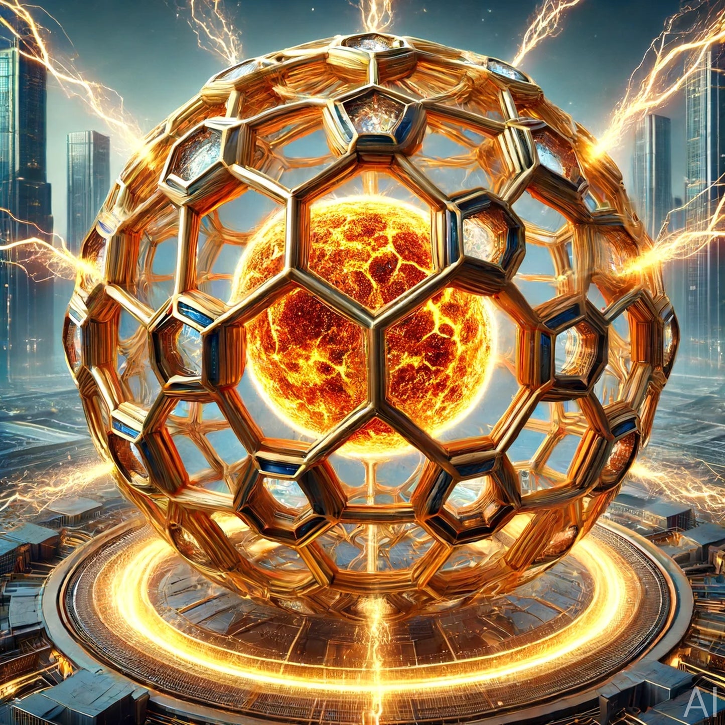 Buckyball Golden – USB + Digital Download (5 Geometric Sphere Art Prints)