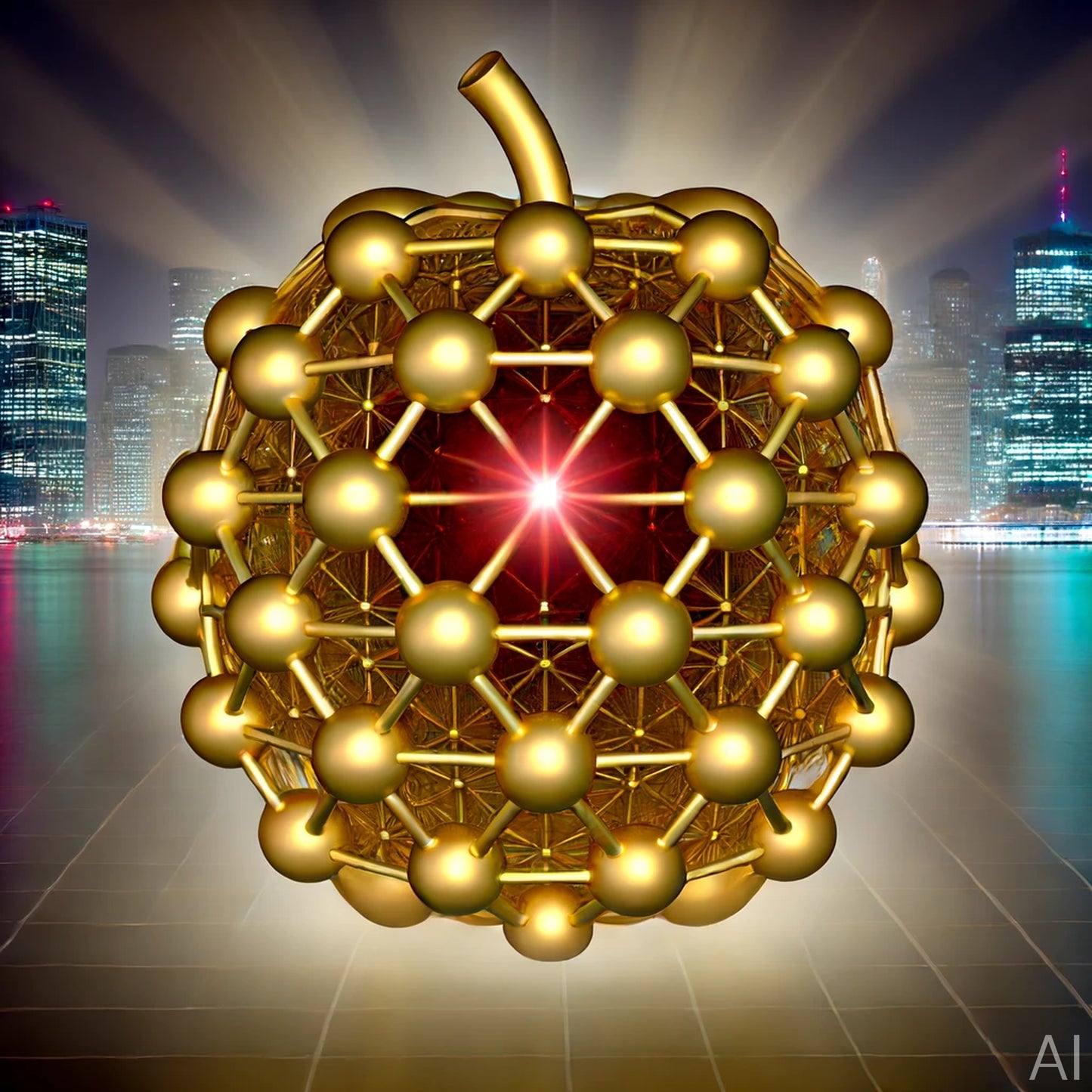 Buckyball Golden – USB + Digital Download (5 Geometric Sphere Art Prints)