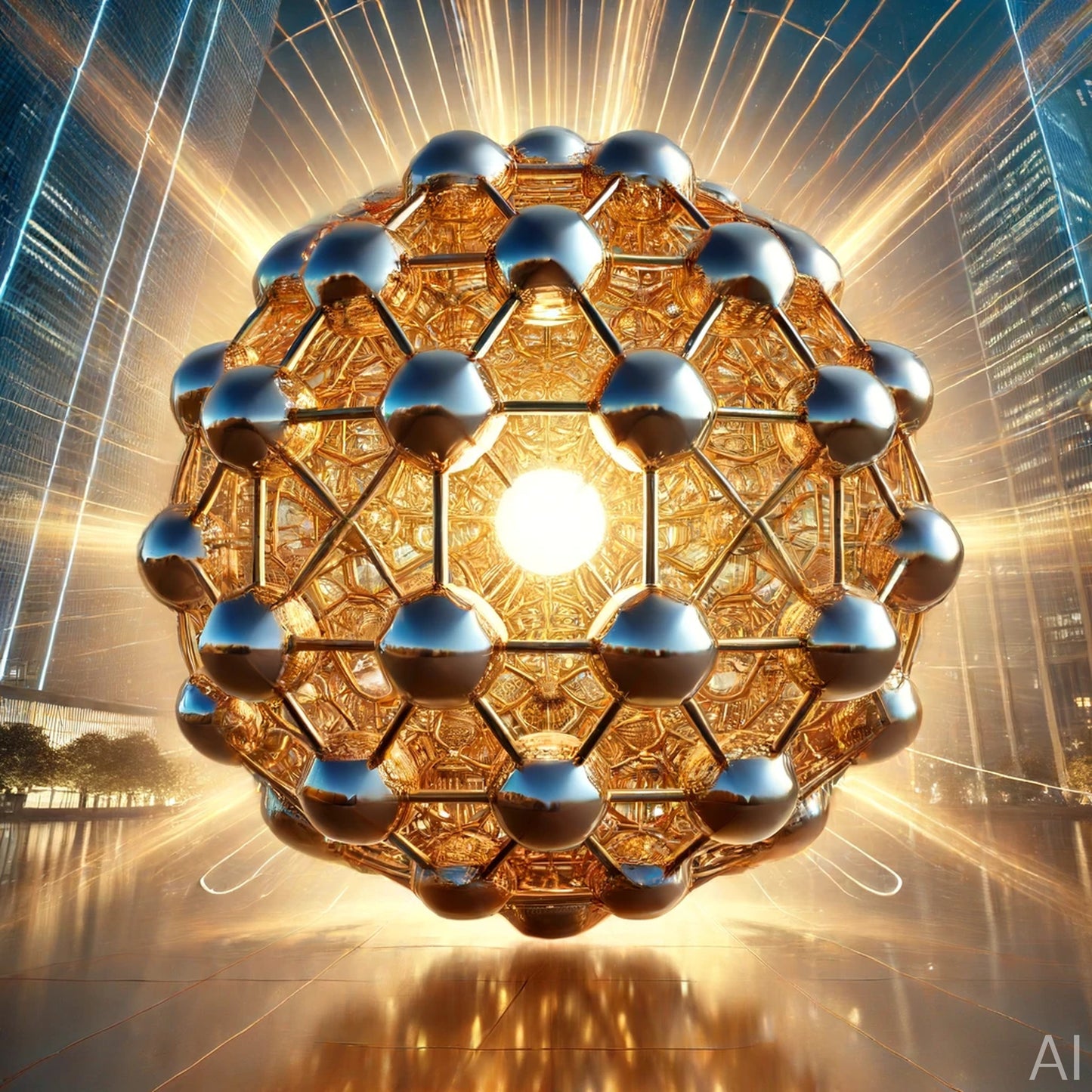 Buckyball Golden – USB + Digital Download (5 Geometric Sphere Art Prints)