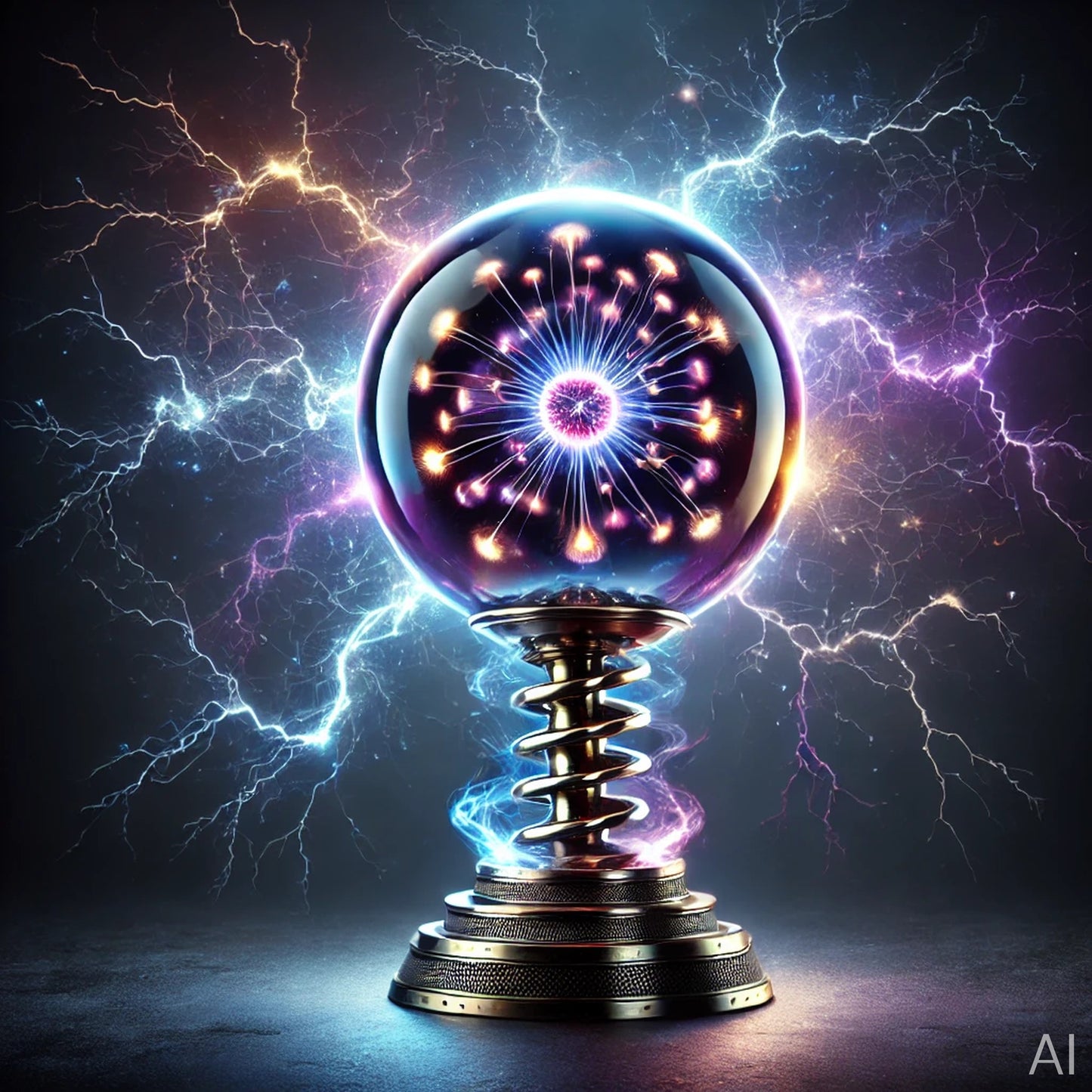 Tesla Coil Energy Art – 5 High-Resolution Electric Mandala & Plasma Prints