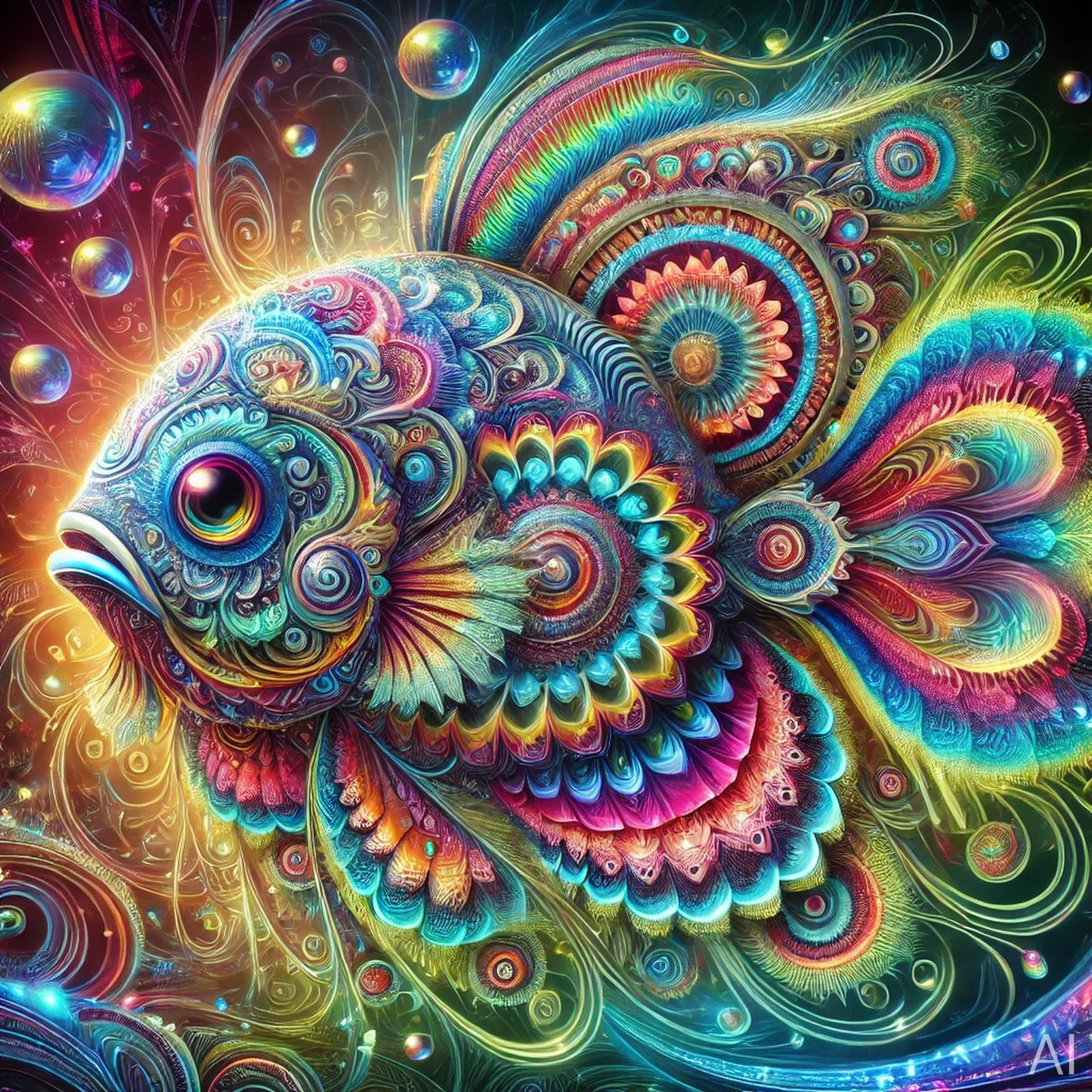 Vibrant Psychedelic Fish Art – 5 Trippy High-Resolution Digital Images