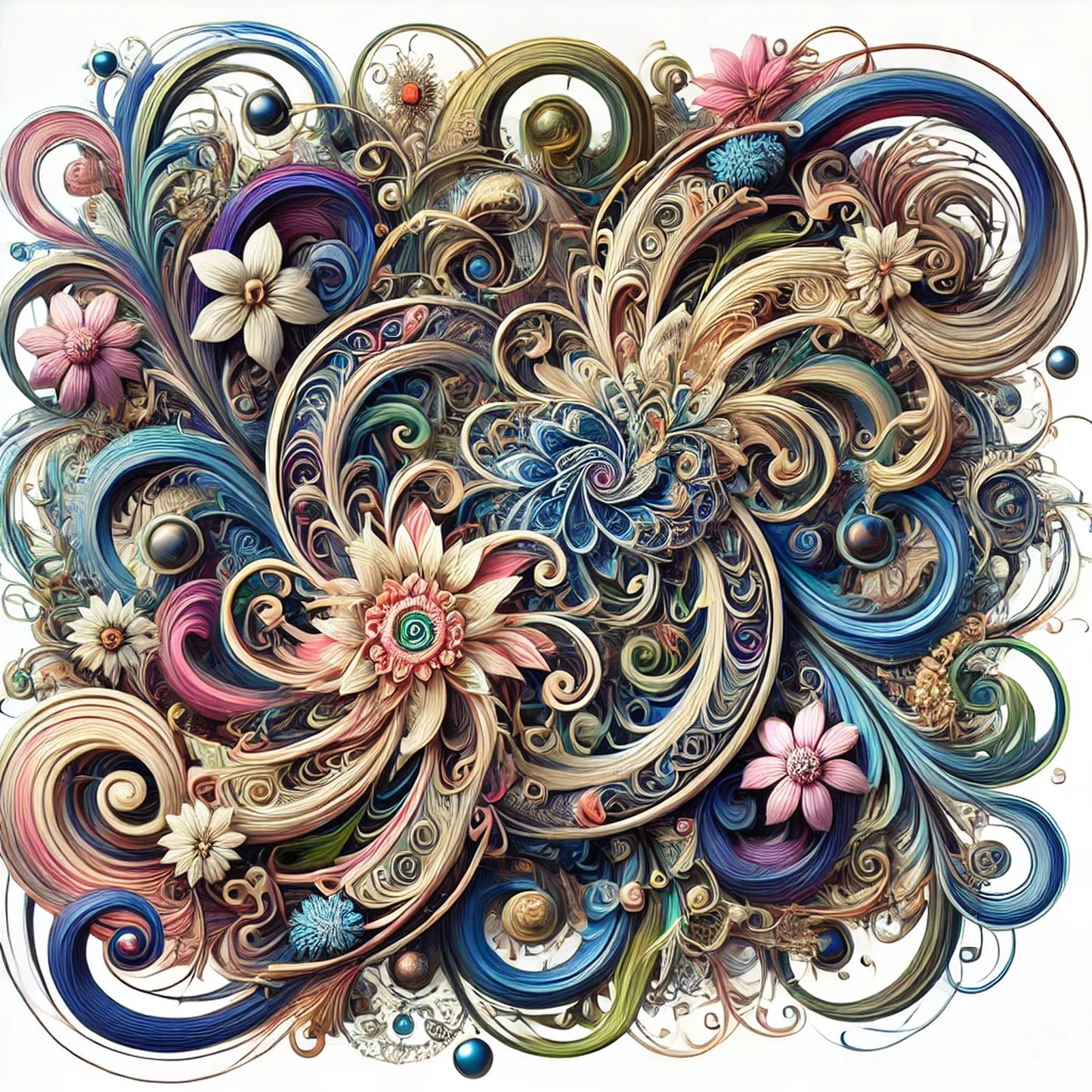 Fractal Flower Dreams – USB + Digital Download (5 High-Resolution JPG Art Prints)
