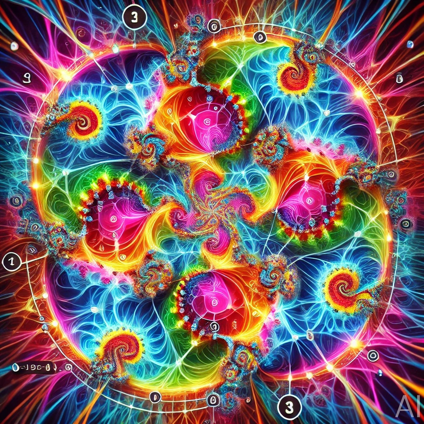 Electric Green Fractals – Psychedelic Spiral Art Prints