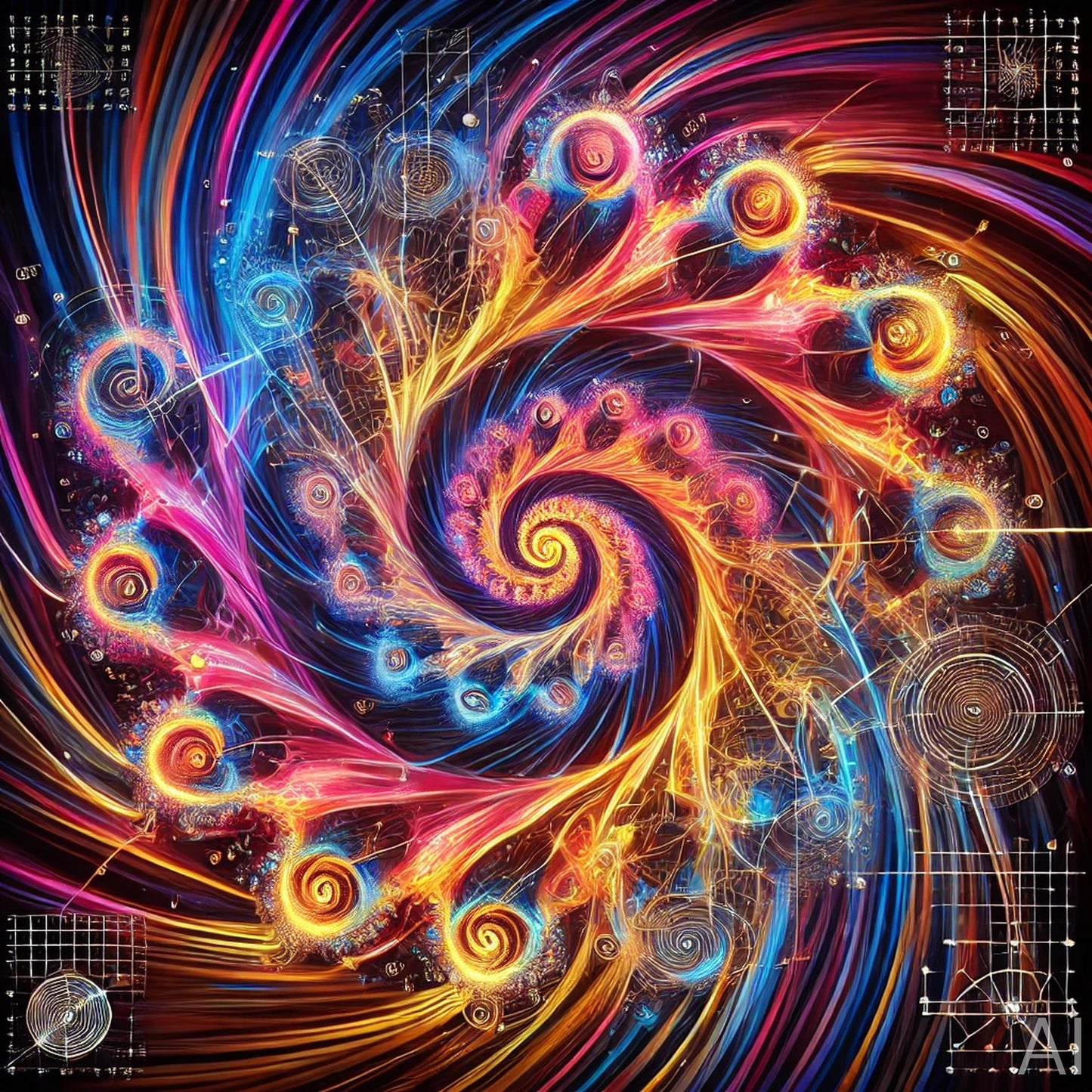 Electric Green Fractals – Psychedelic Spiral Art Prints