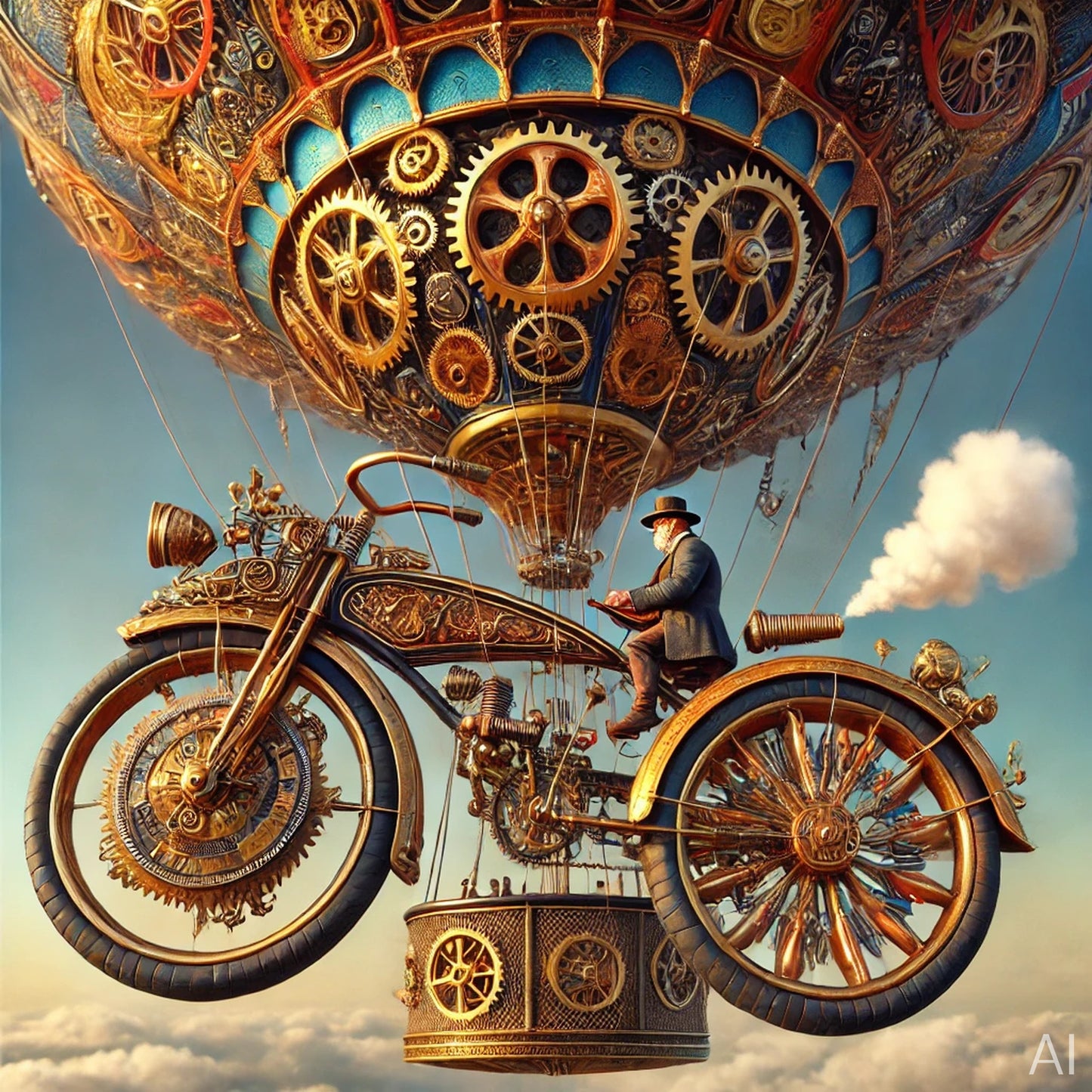 Steampunk Hot Air Balloon City – 5 Retro-Futurist Digital Art Prints (High-Resolution ZIP Download)