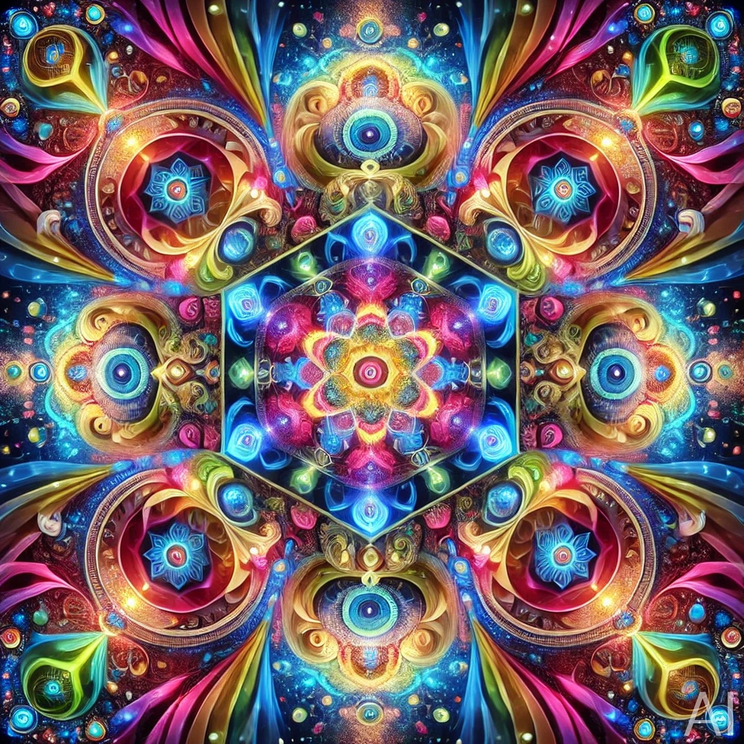 Kaleidoscopic Mandalas – 5 Psychedelic Abstract Art Prints on USB Drive – Shipped Physical Product + Instant Download