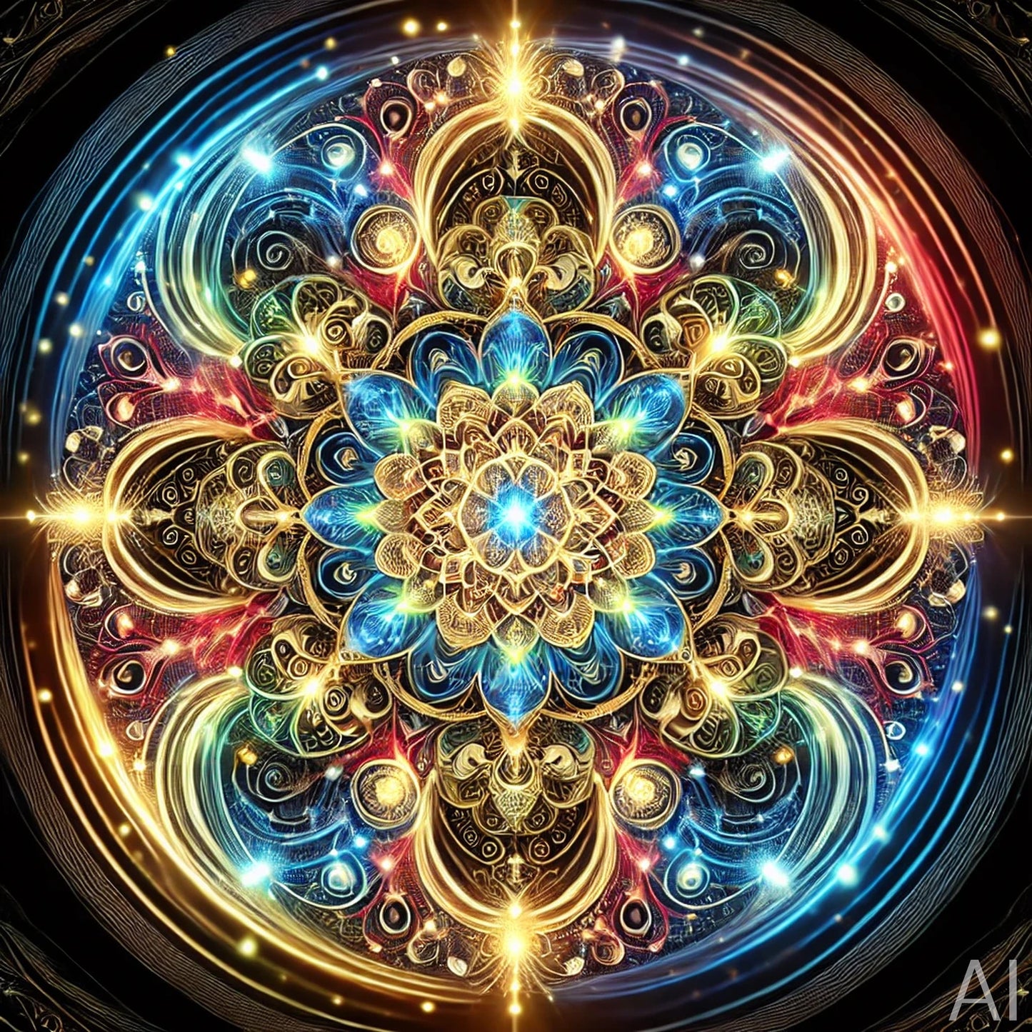 Luminous Mandala Flowers – 5 High-Resolution JPGs on USB Drive + Instant Digital Download