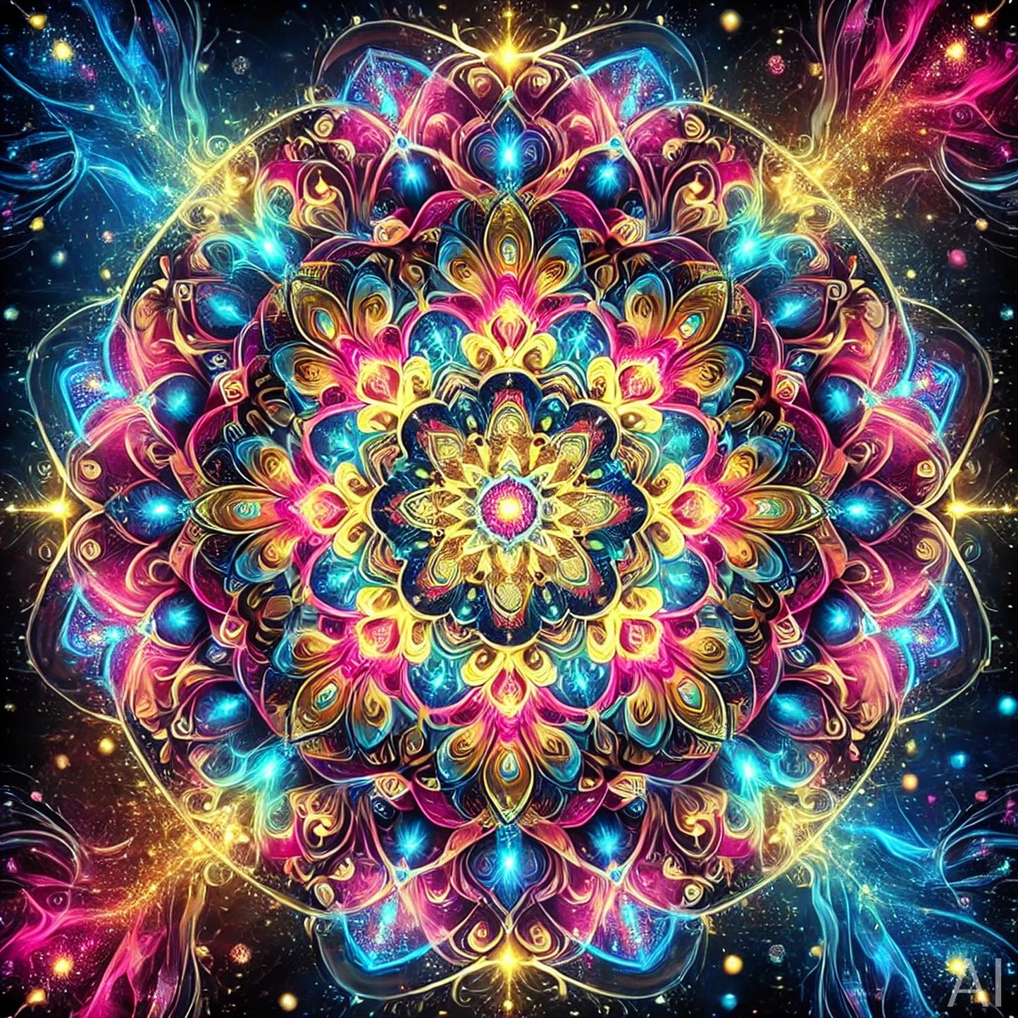 Dual Mandala – 5 Cosmic Digital Art Prints Exploring Sacred Symmetry (ZIP File Download)