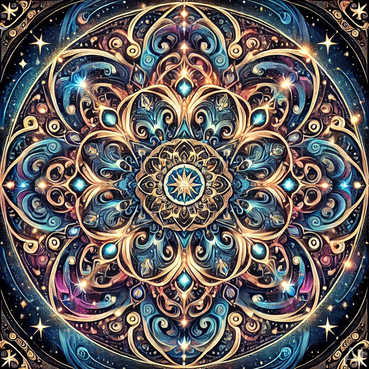 Dual Mandala – 5 Cosmic Digital Art Prints Exploring Sacred Symmetry (ZIP File Download)