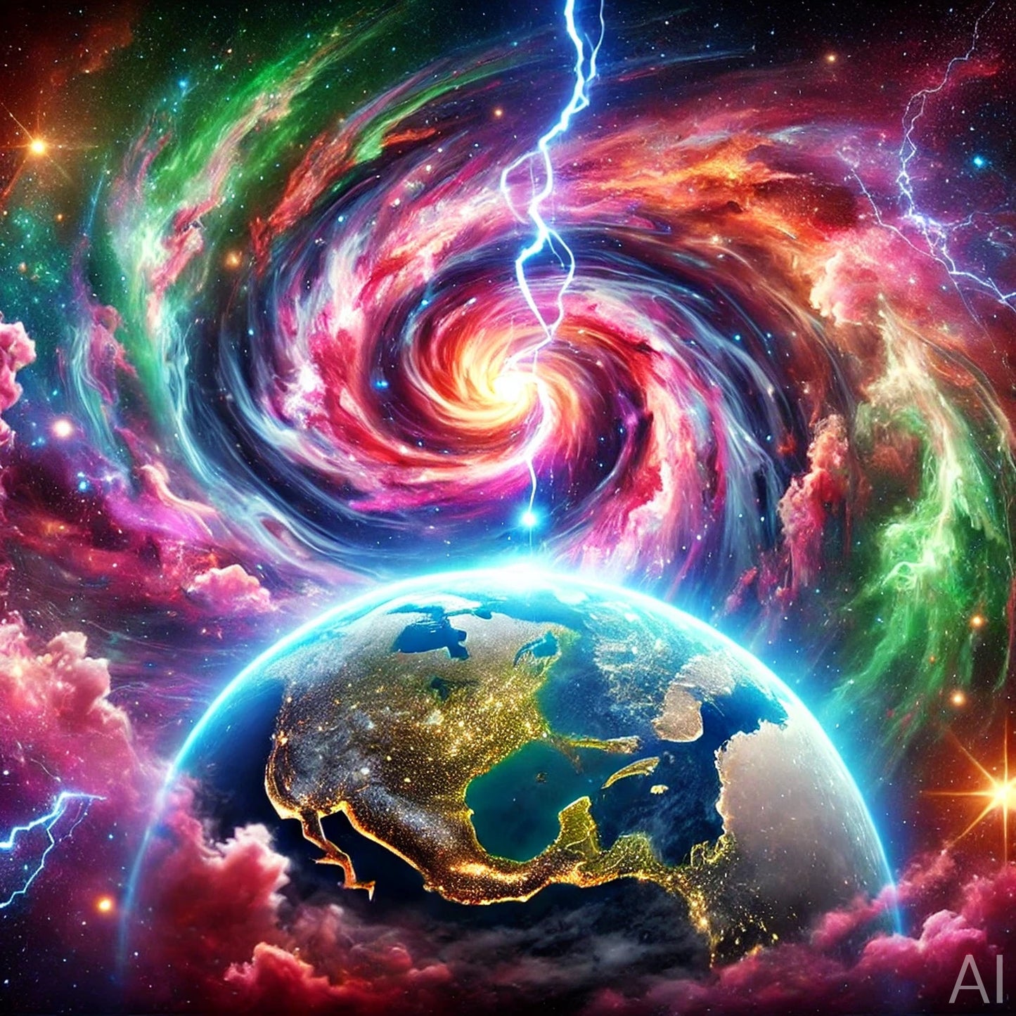 Aurora Skies – 5 Northern Lights & Cosmic Earth JPG Artworks (ZIP File Download)