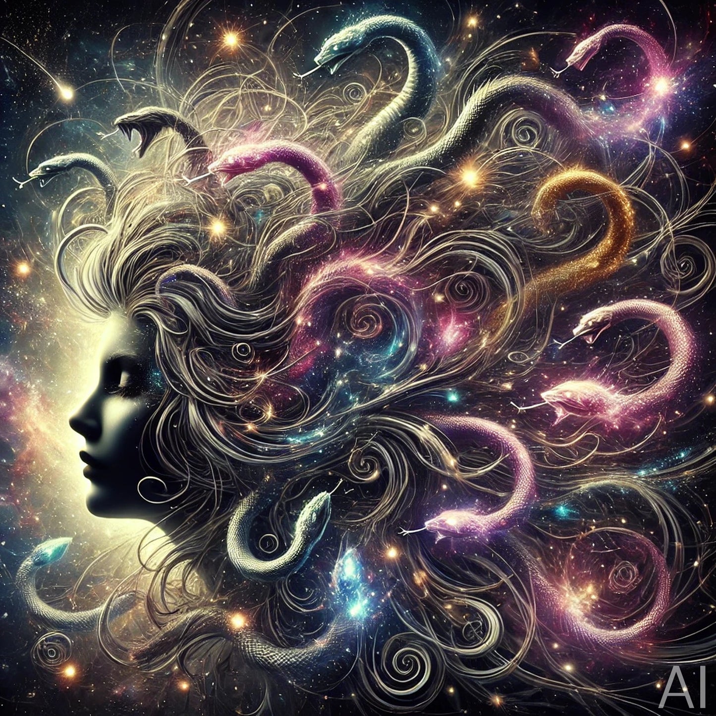 Medusa Snake Hair Fantasy Art – 5 Mythical Creature Digital Prints (High-Resolution ZIP Download)