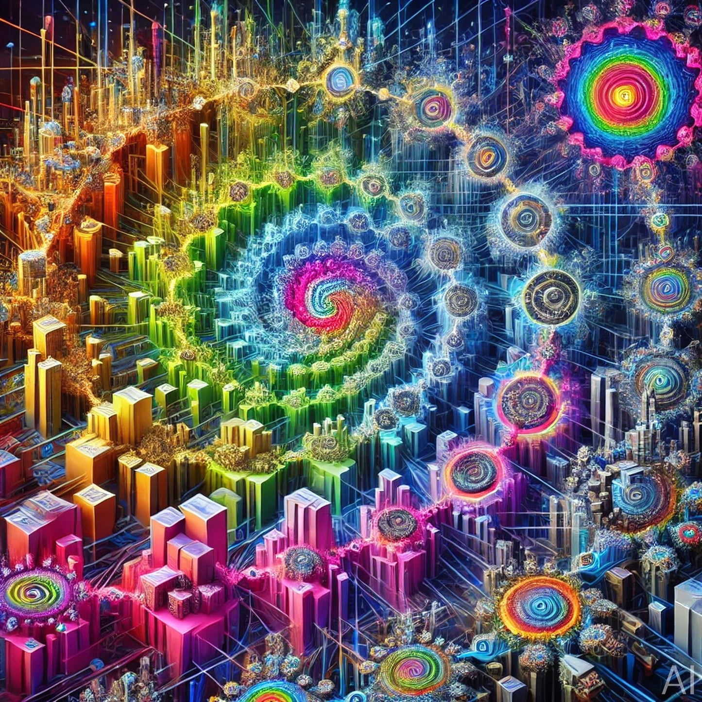 Blue Faces – 5 Psychedelic Fractal Portrait JPG Artworks (ZIP File Download)