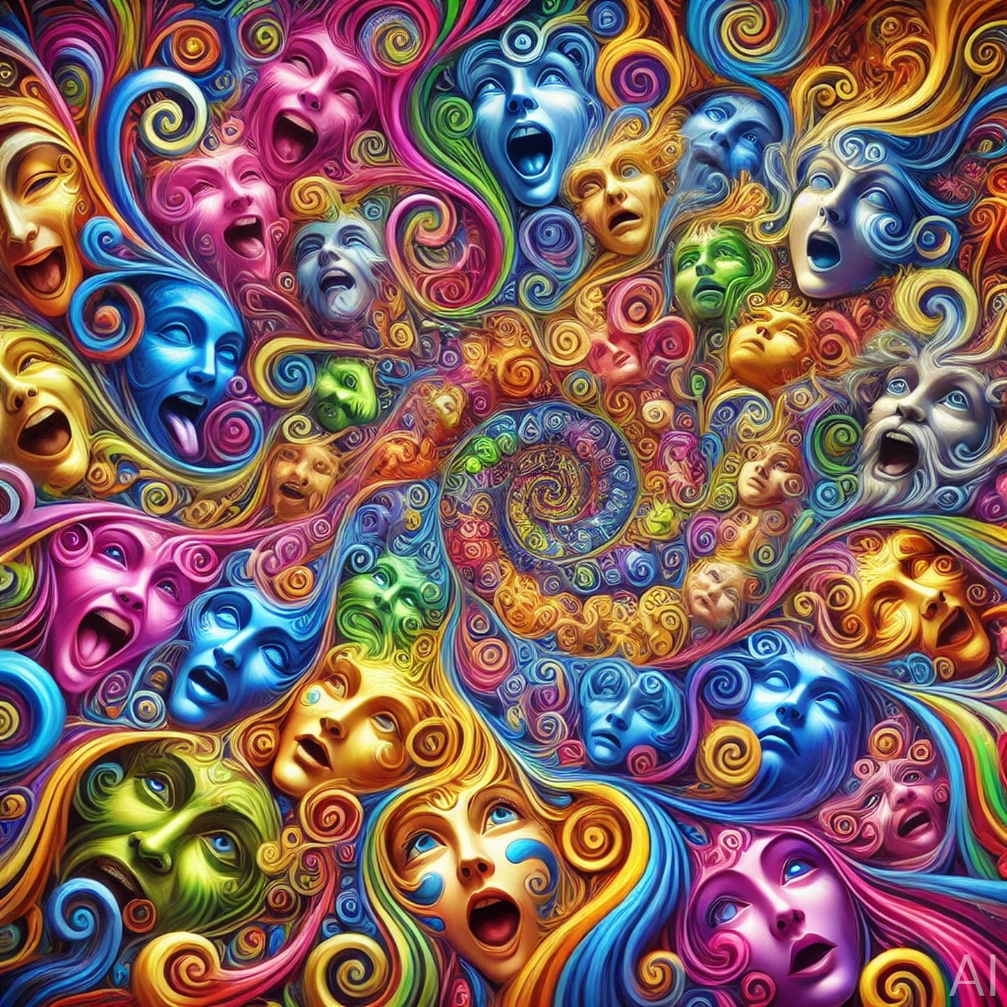 Blue Faces – 5 Psychedelic Fractal Portrait JPG Artworks (ZIP File Download)