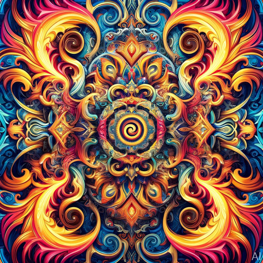 Vibrant Mandala Fusion – 5 Psychedelic Fractal Prints | Instant Digital Download