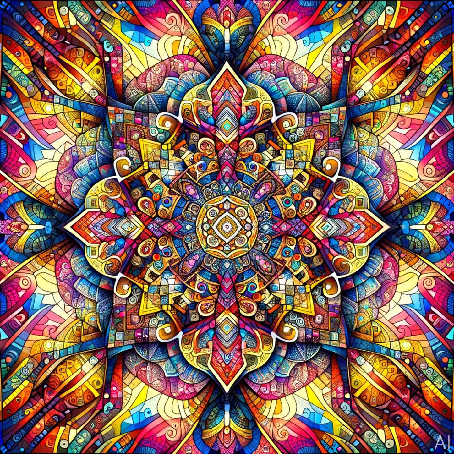 Vibrant Mandala Fusion – 5 Psychedelic Fractal Prints | Instant Digital Download