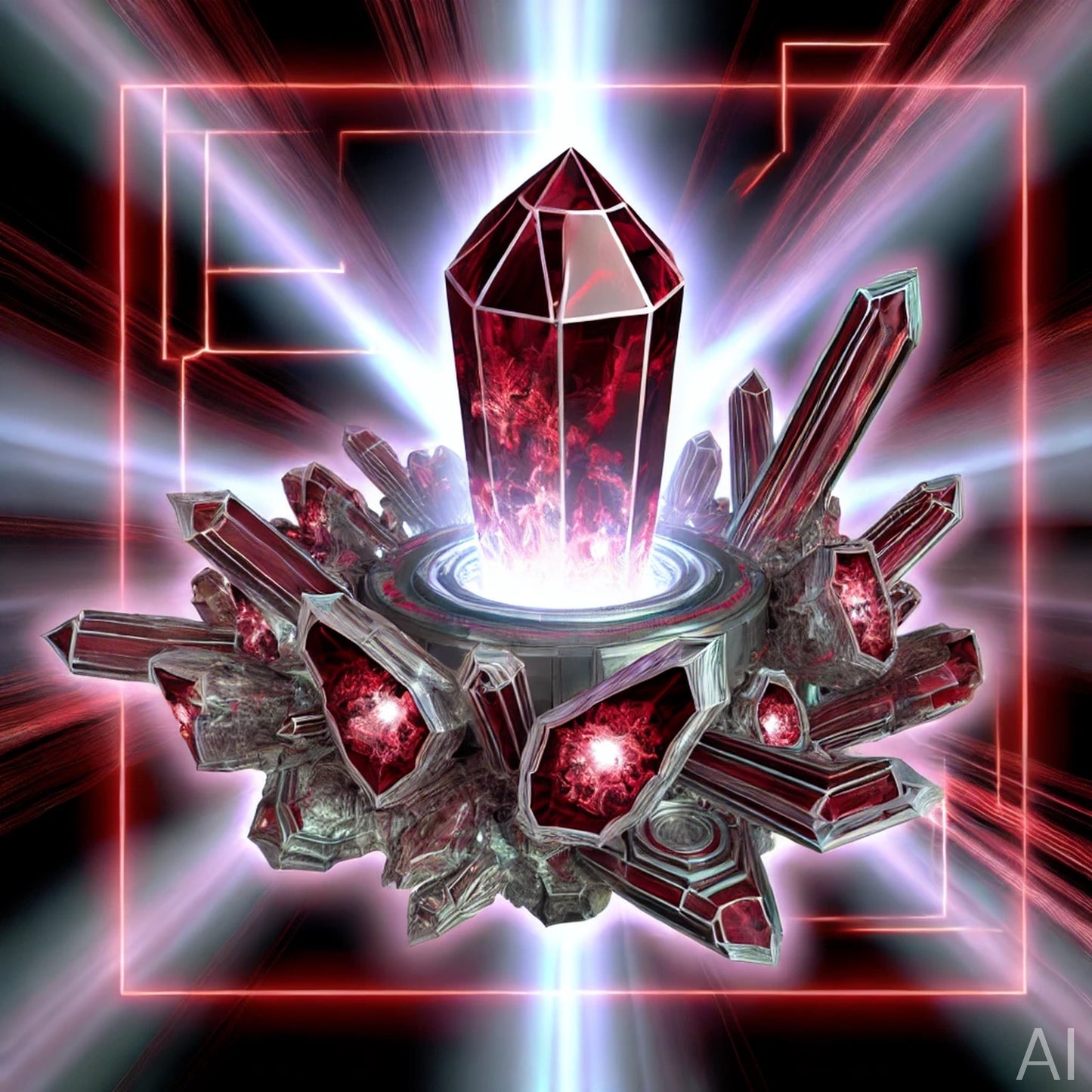 Crystal Kat – 5 Mystical Red Crystal Cat Digital Art Prints (High-Resolution ZIP Download)