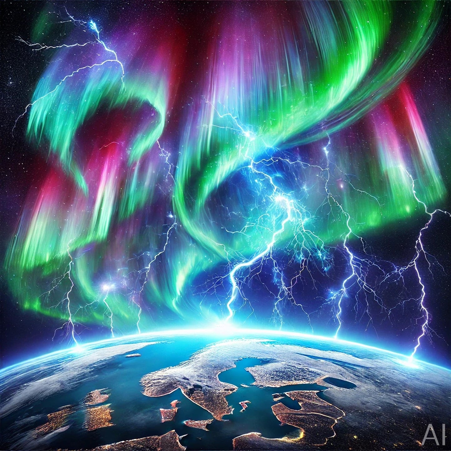 Aurora Skies – 5 Northern Lights & Cosmic Earth JPG Artworks (ZIP File Download)