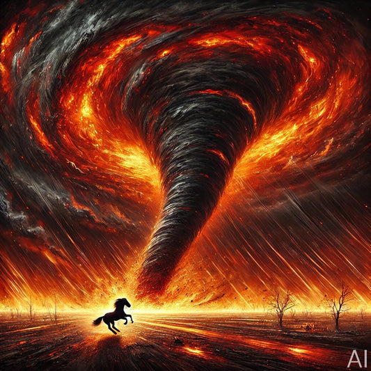 Panicked Horse & Tornado Realms – 5 Surreal Stormscape Digital Art Prints (High-Resolution ZIP Download)