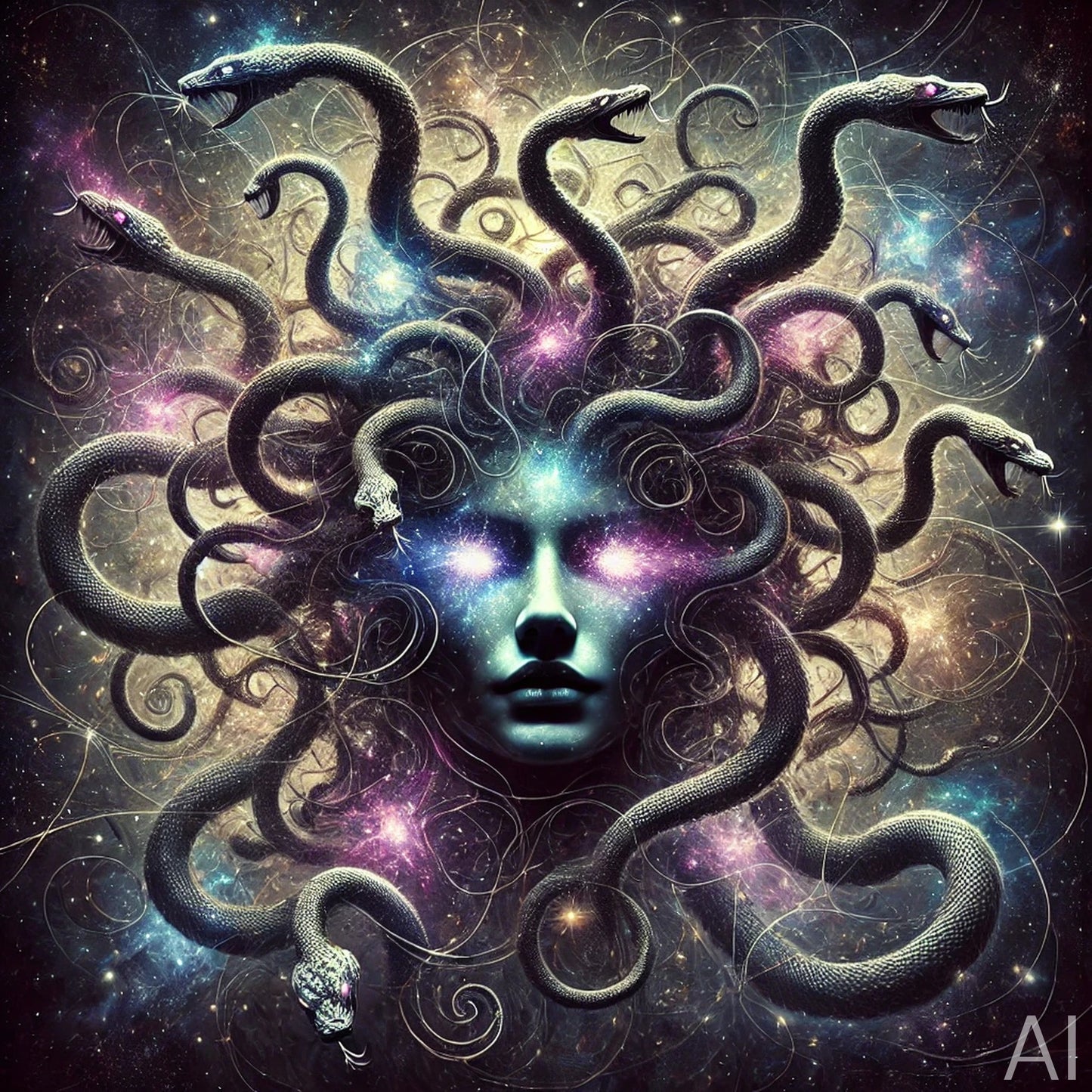 Medusa Snake Hair Fantasy Art – 5 Mythical Creature Digital Prints (High-Resolution ZIP Download)