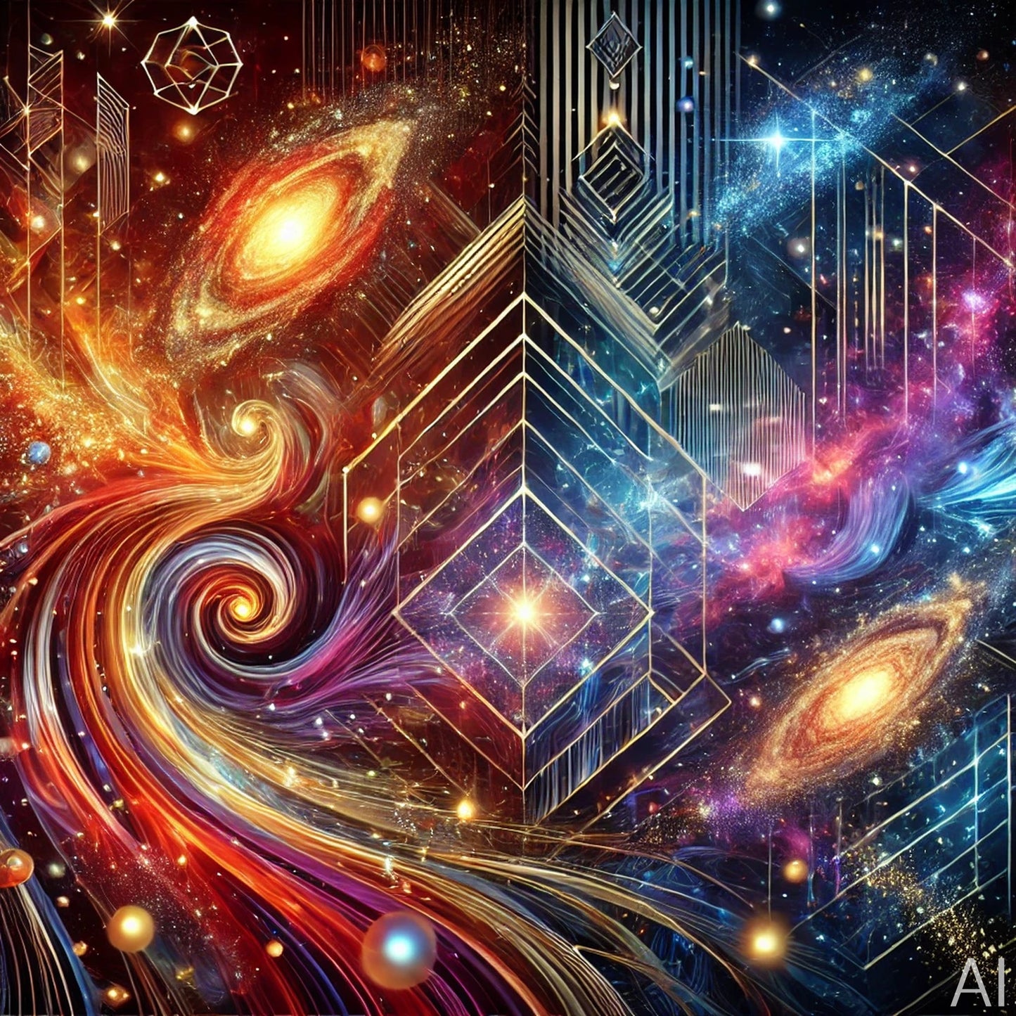 Space Grid Kaleidofractal – USB + Digital Download (5 Sci-Fi Kaleidoscope JPG Art Prints)