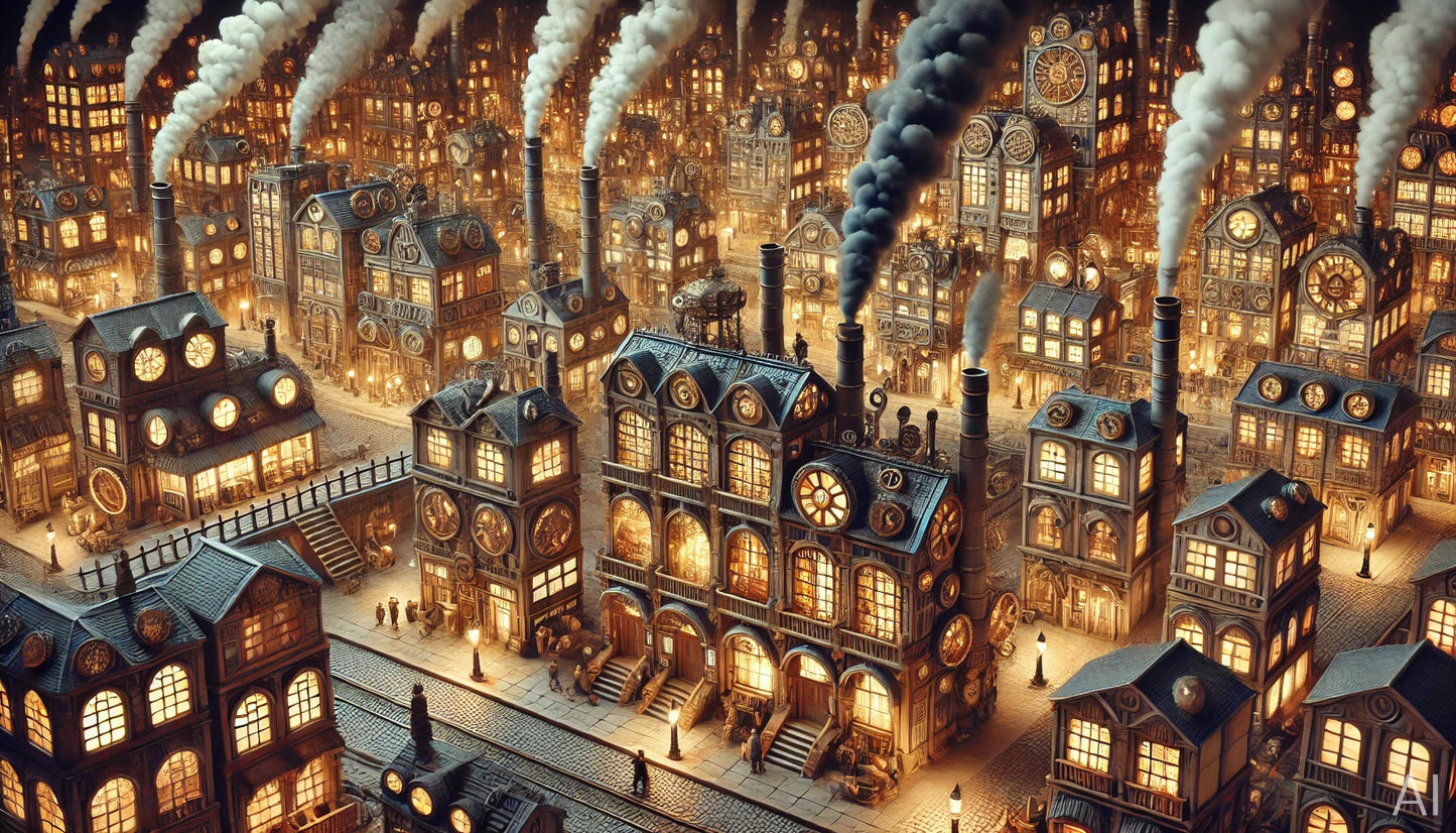 Steampunk Airship City – 5 Fantasy Cityscape Digital Art Prints (High-Resolution ZIP Download)