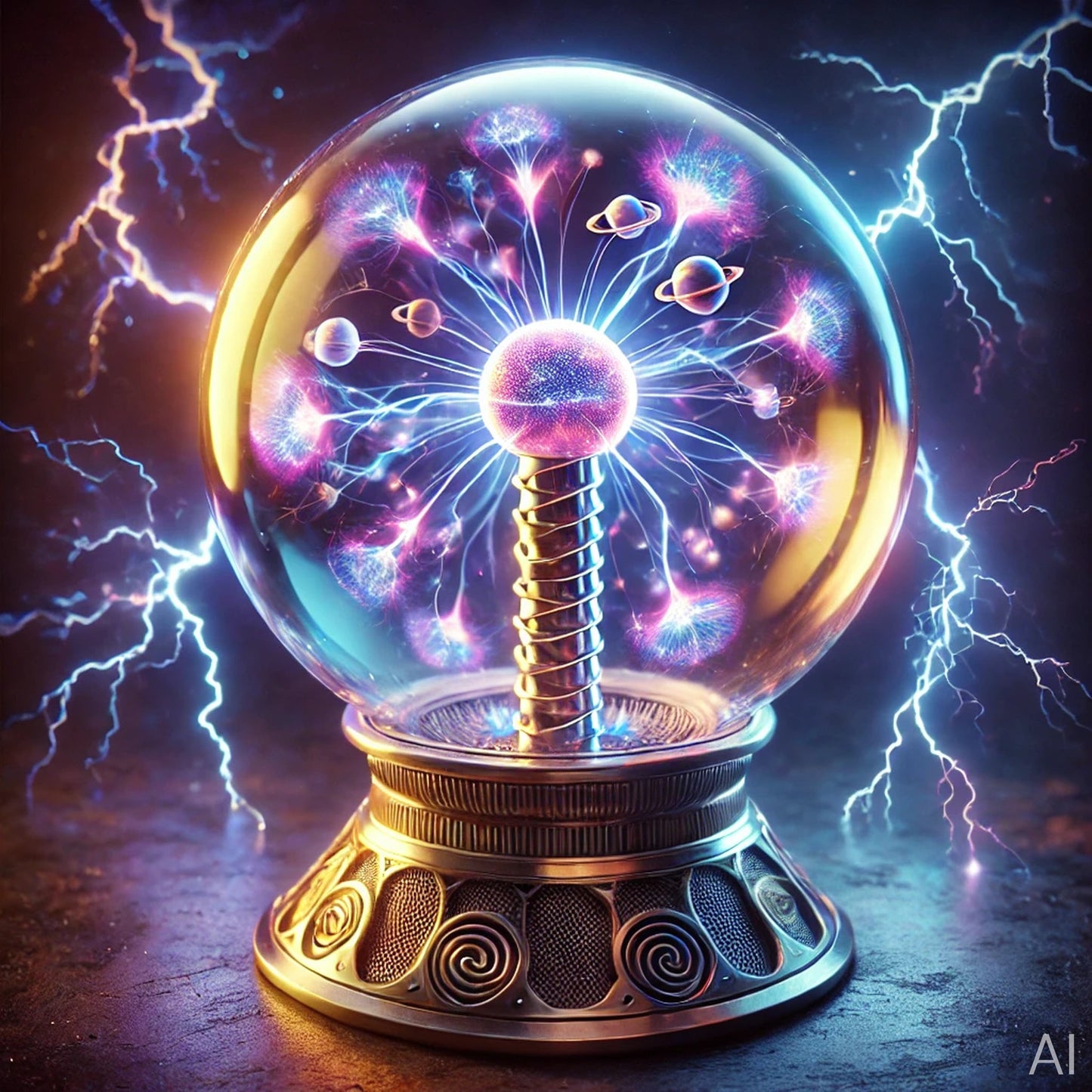 Tesla Coil Energy Art – 5 High-Resolution Electric Mandala & Plasma Prints