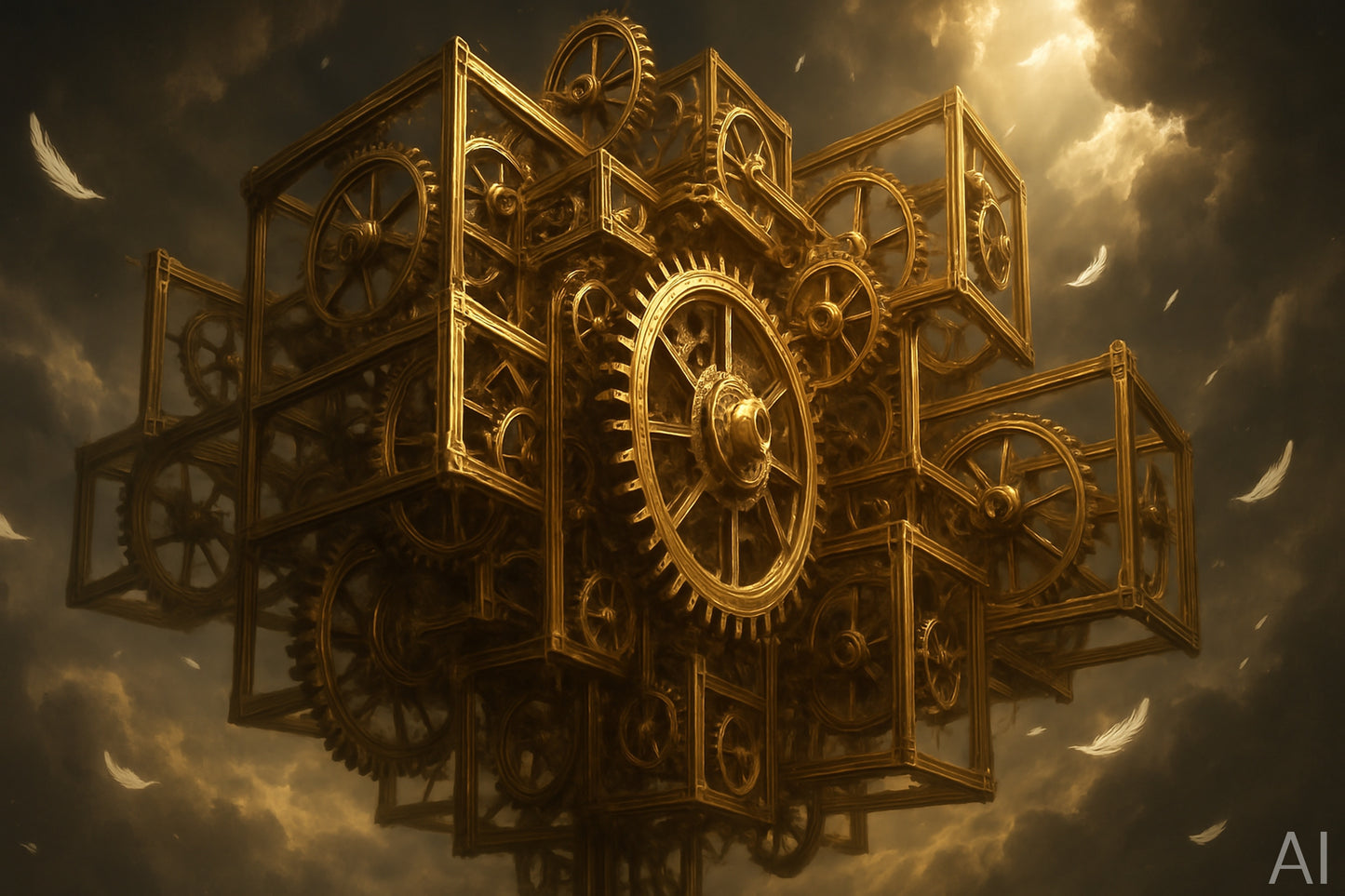 Golden Tesseract – 5 Geometric & Retro-Futurist Digital Artworks (High-Resolution ZIP Download)