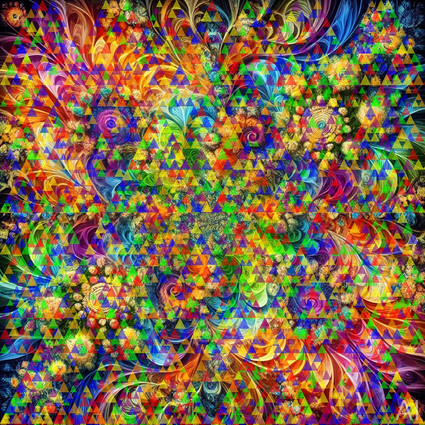 Psychedelic Fractal Stages – Triangle Mandala Art Collection (5 JPGs)