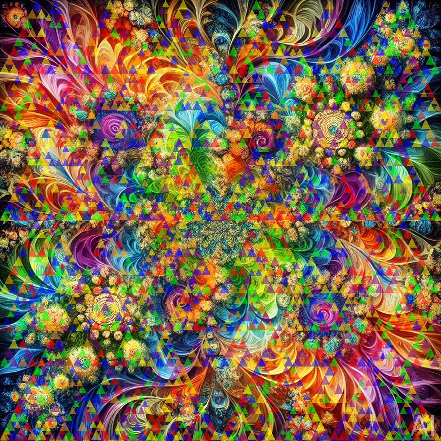 Psychedelic Fractal Stages – Triangle Mandala Art Collection (5 JPGs)