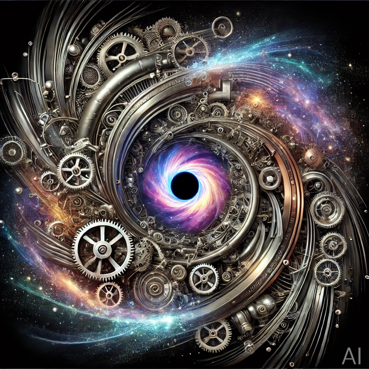 Blackhole & Roses – USB + Digital Download (5 Cosmic Floral & Steampunk JPG Art Prints)