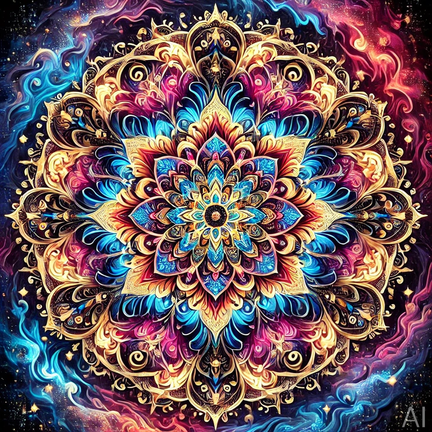 Dual Mandala – 5 Cosmic Digital Art Prints Exploring Sacred Symmetry (ZIP File Download)